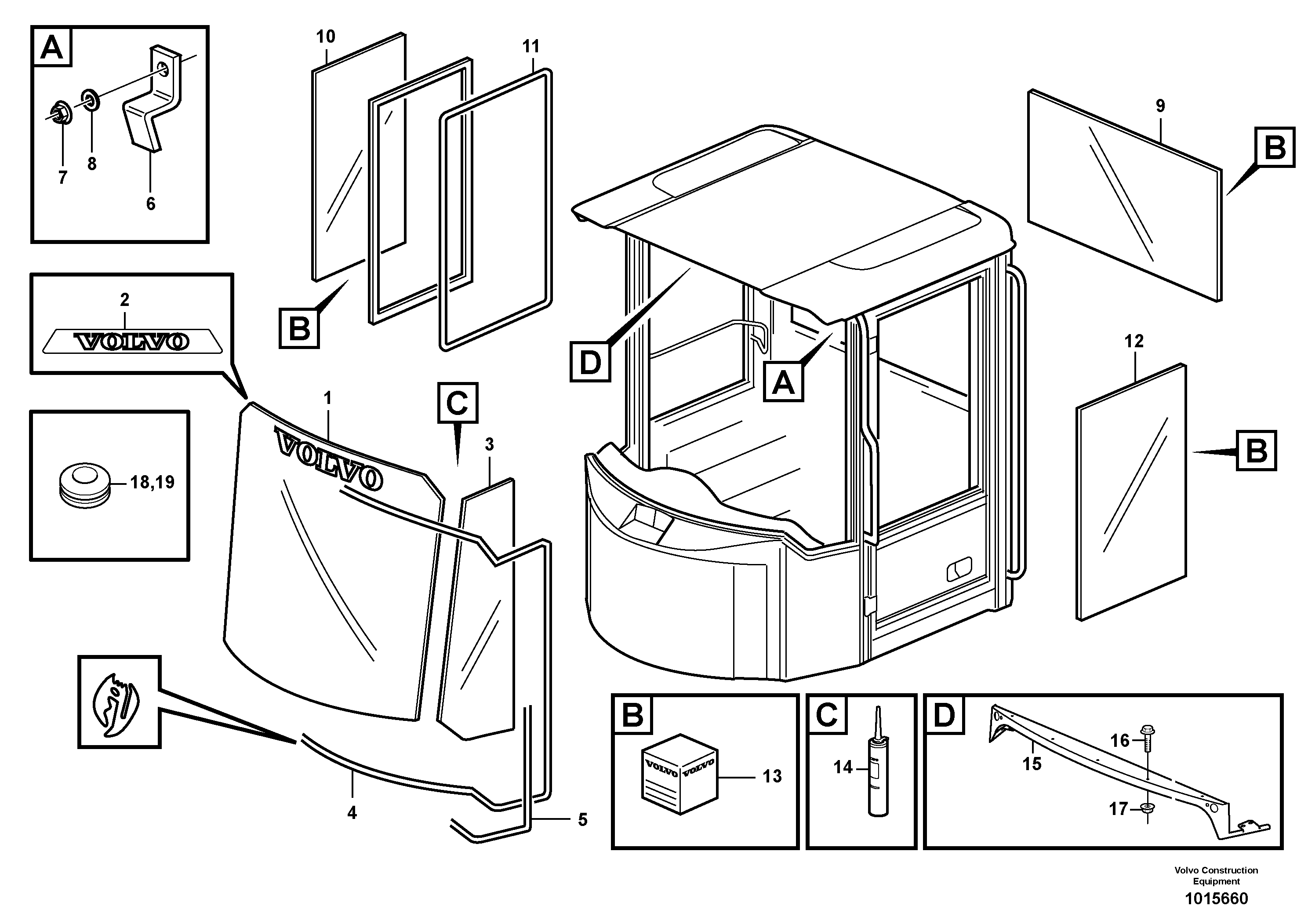 Glass panes — volvo parts diagram