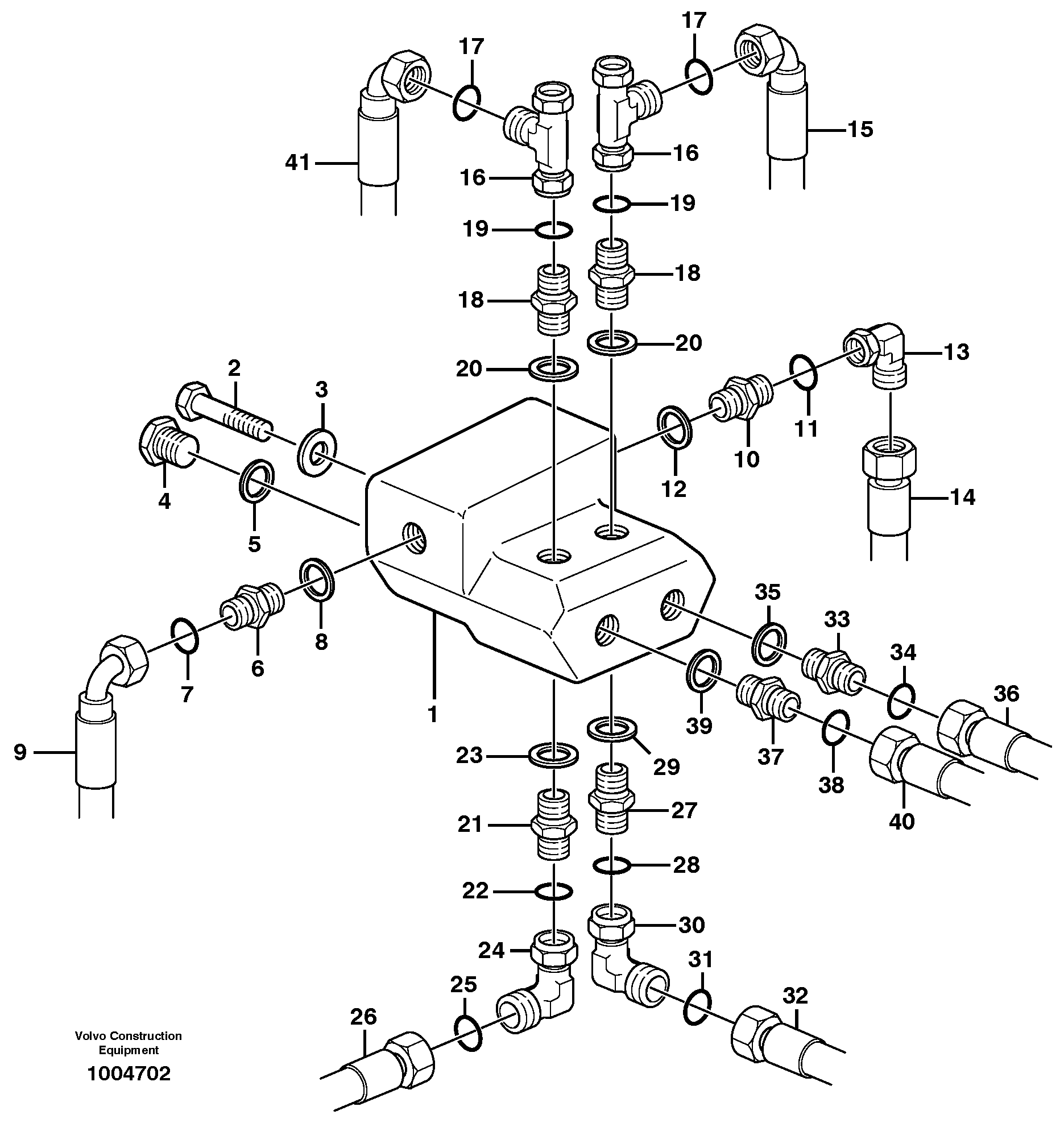 Shift valve with fitting parts  STD, OPEN ROPS — volvo parts diagram