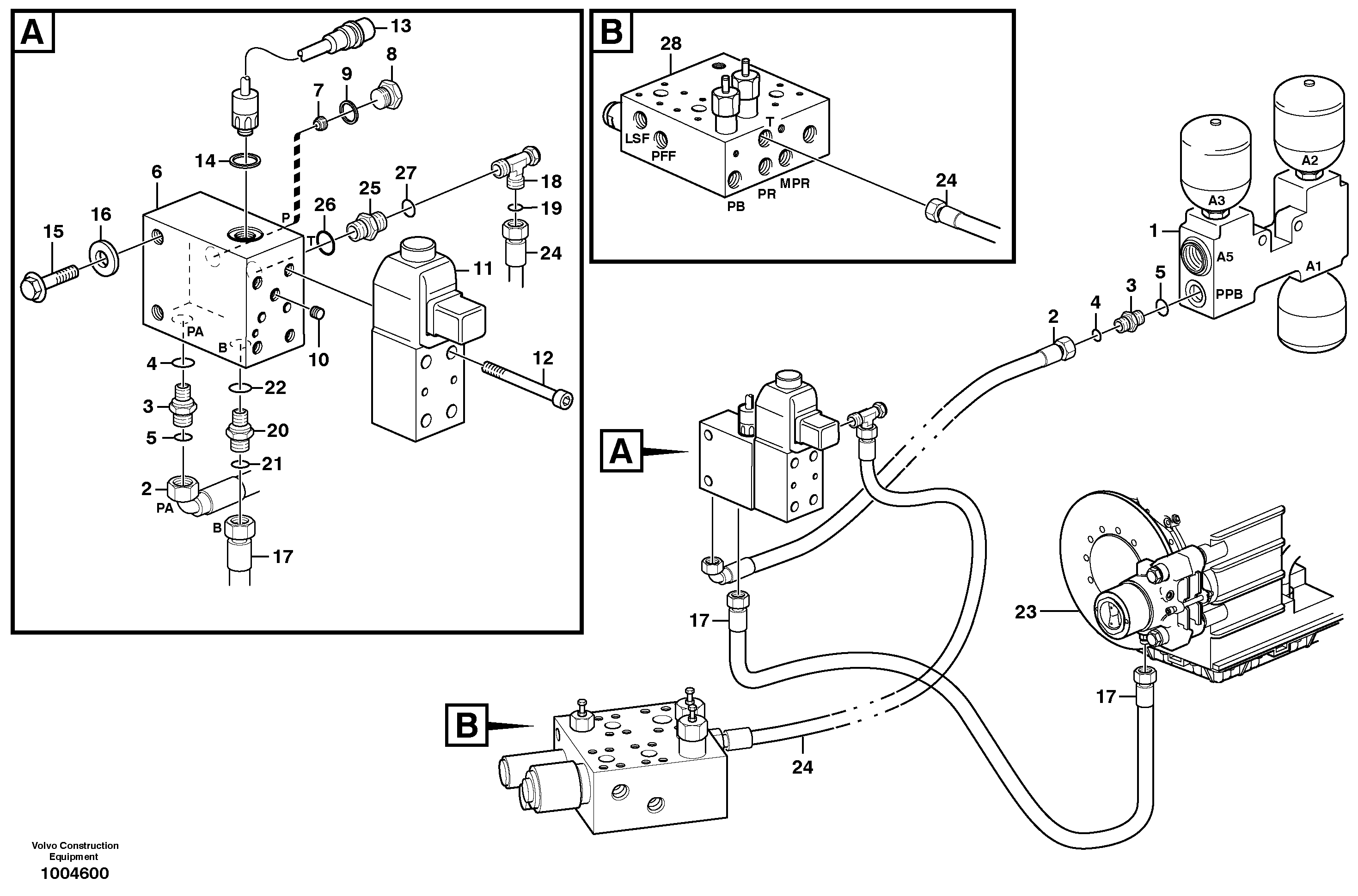 Parking brake system  STD, OPEN ROPS — volvo parts diagram