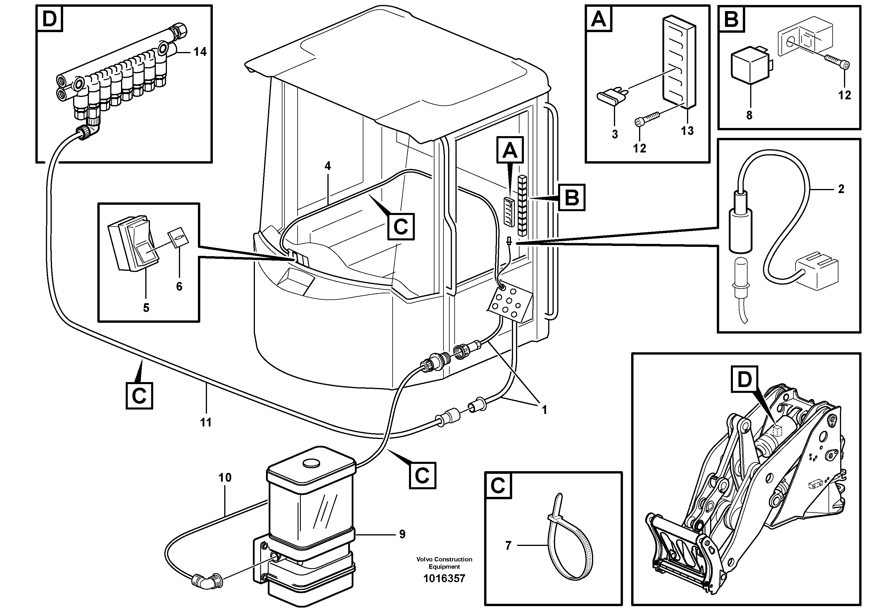 Cable harness for central lubrication  82533 — volvo parts diagram