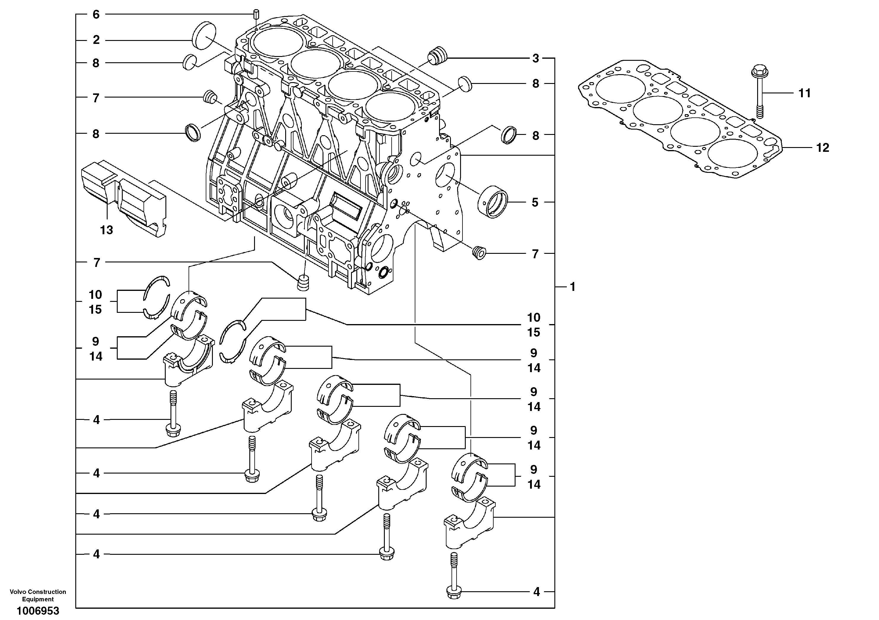 Cylinder block — volvo parts diagram