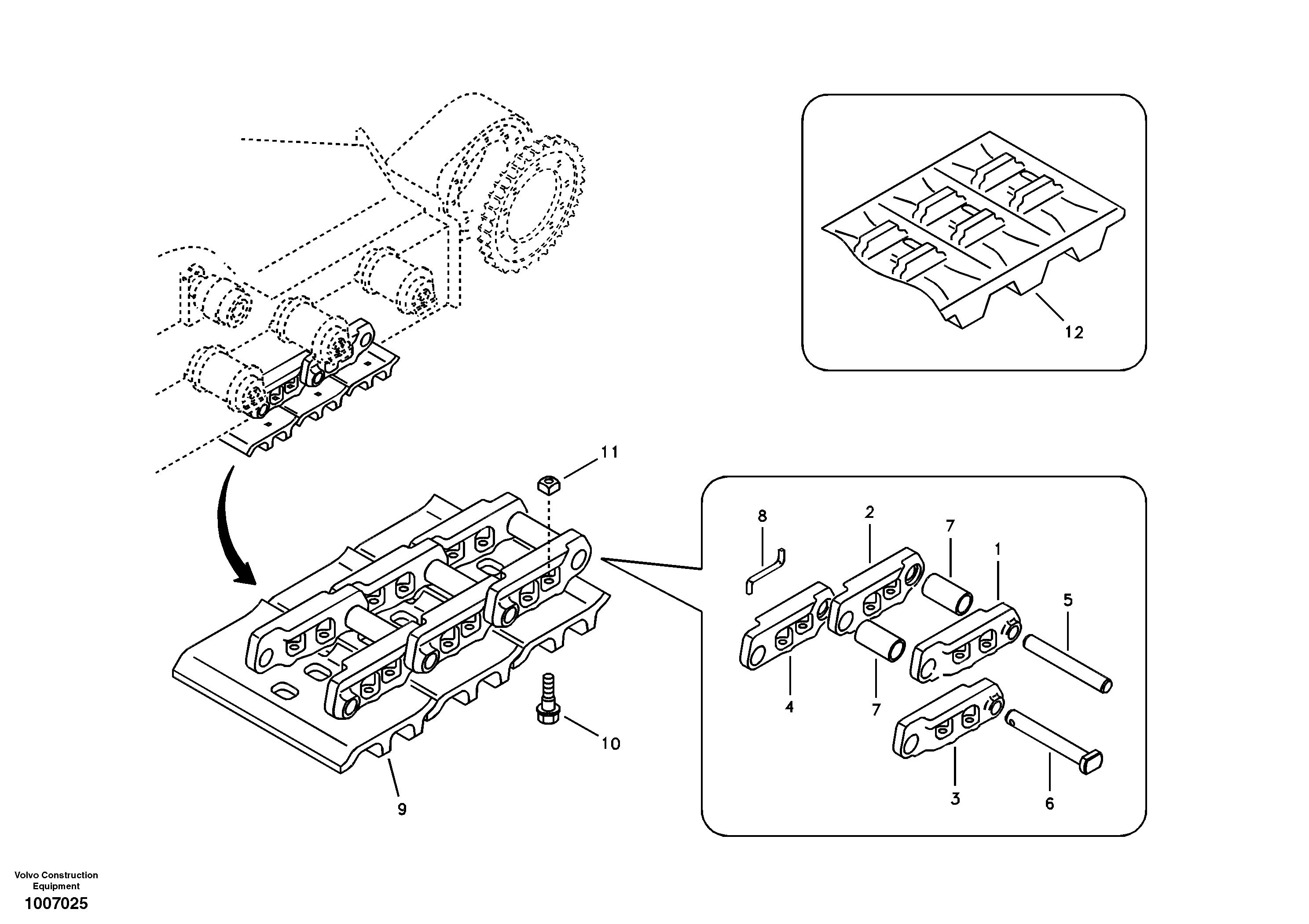 Undercarriage, track with shoes — volvo parts diagram