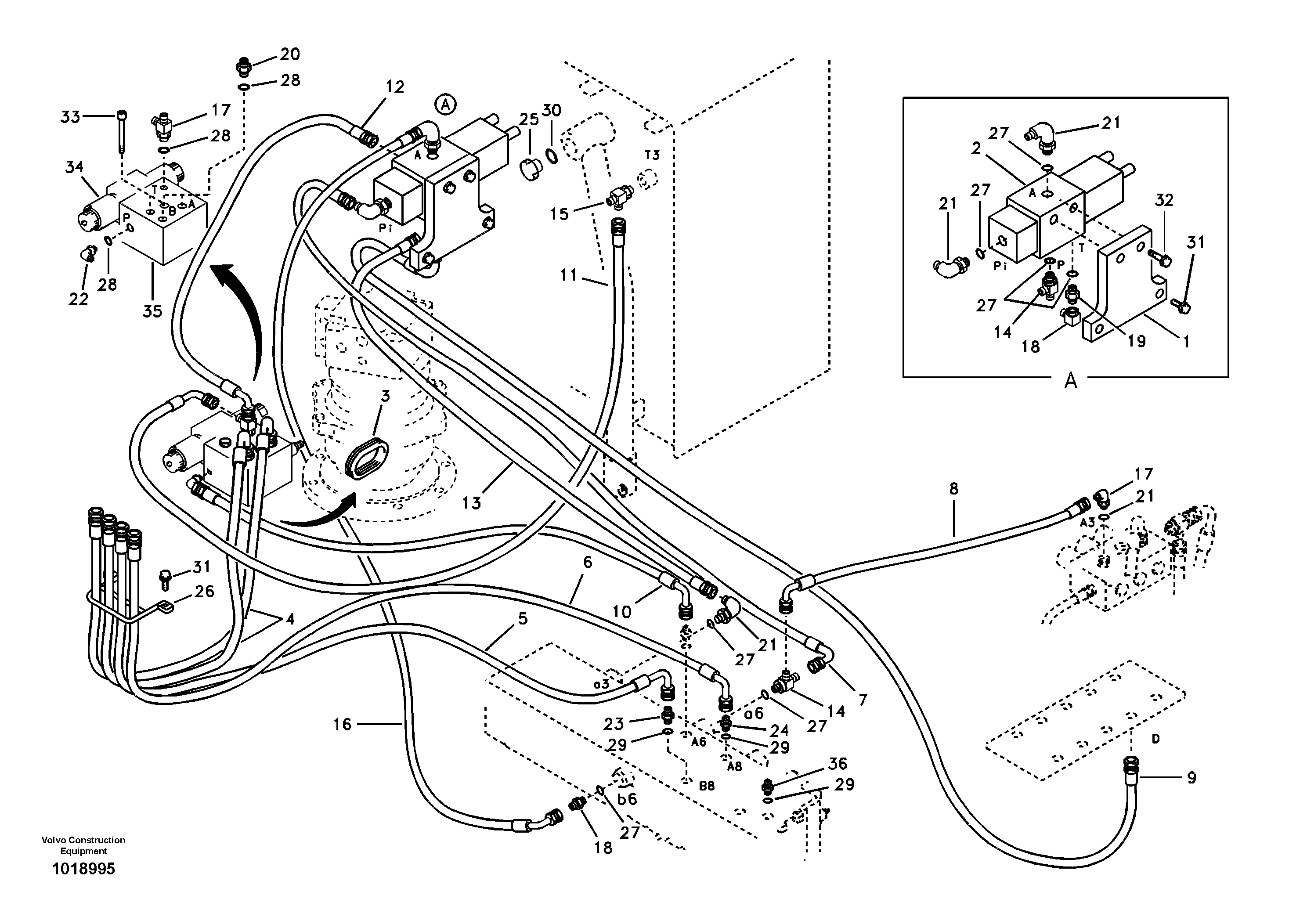Working hydraulics, grab system on upper — volvo parts diagram