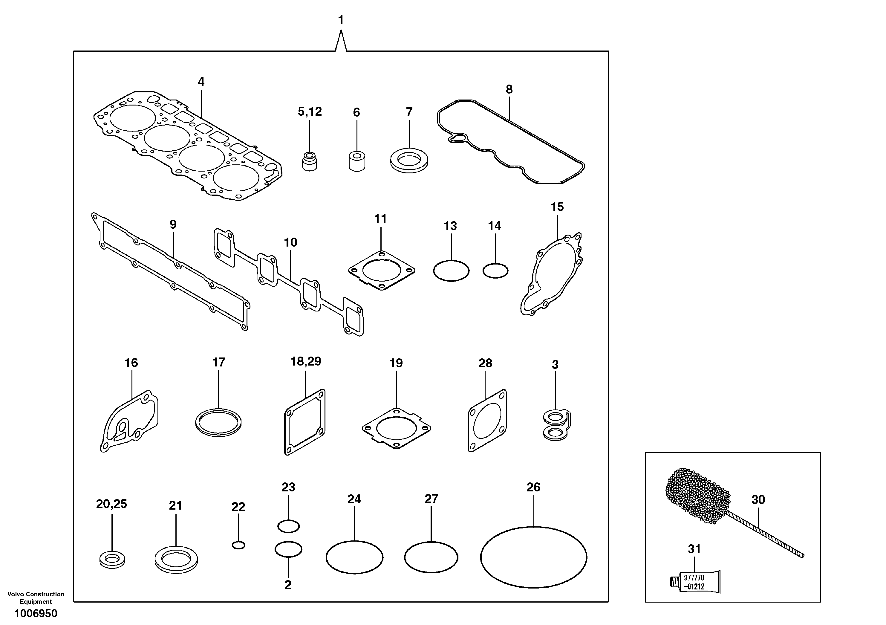 Repair kits for engine — volvo parts diagram