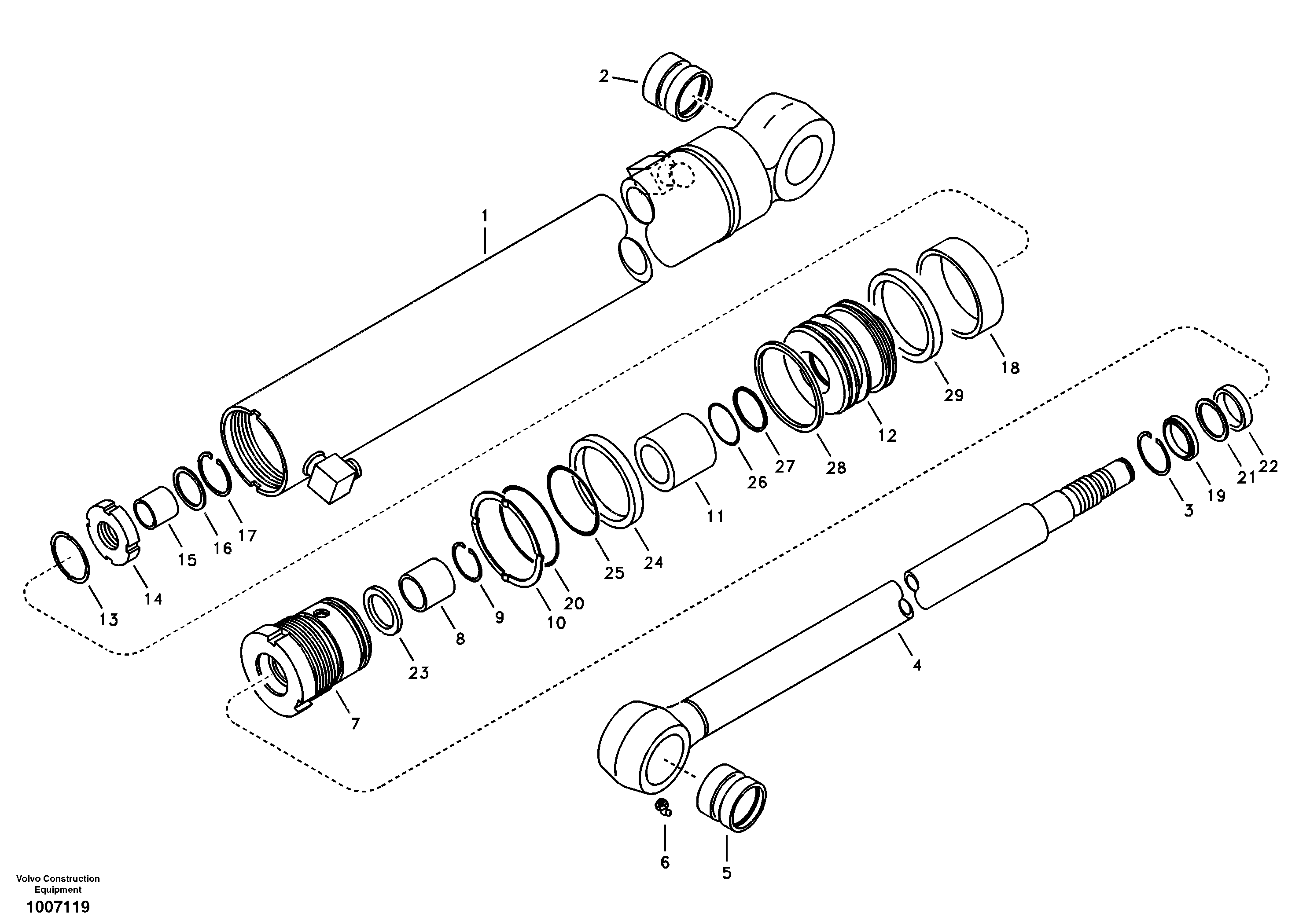 Dipper arm cylinder — volvo parts diagram