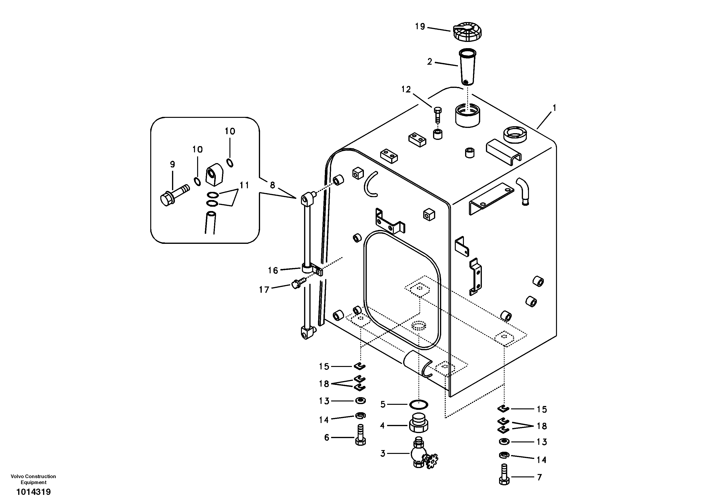 Fuel tank with fitting parts — volvo parts diagram