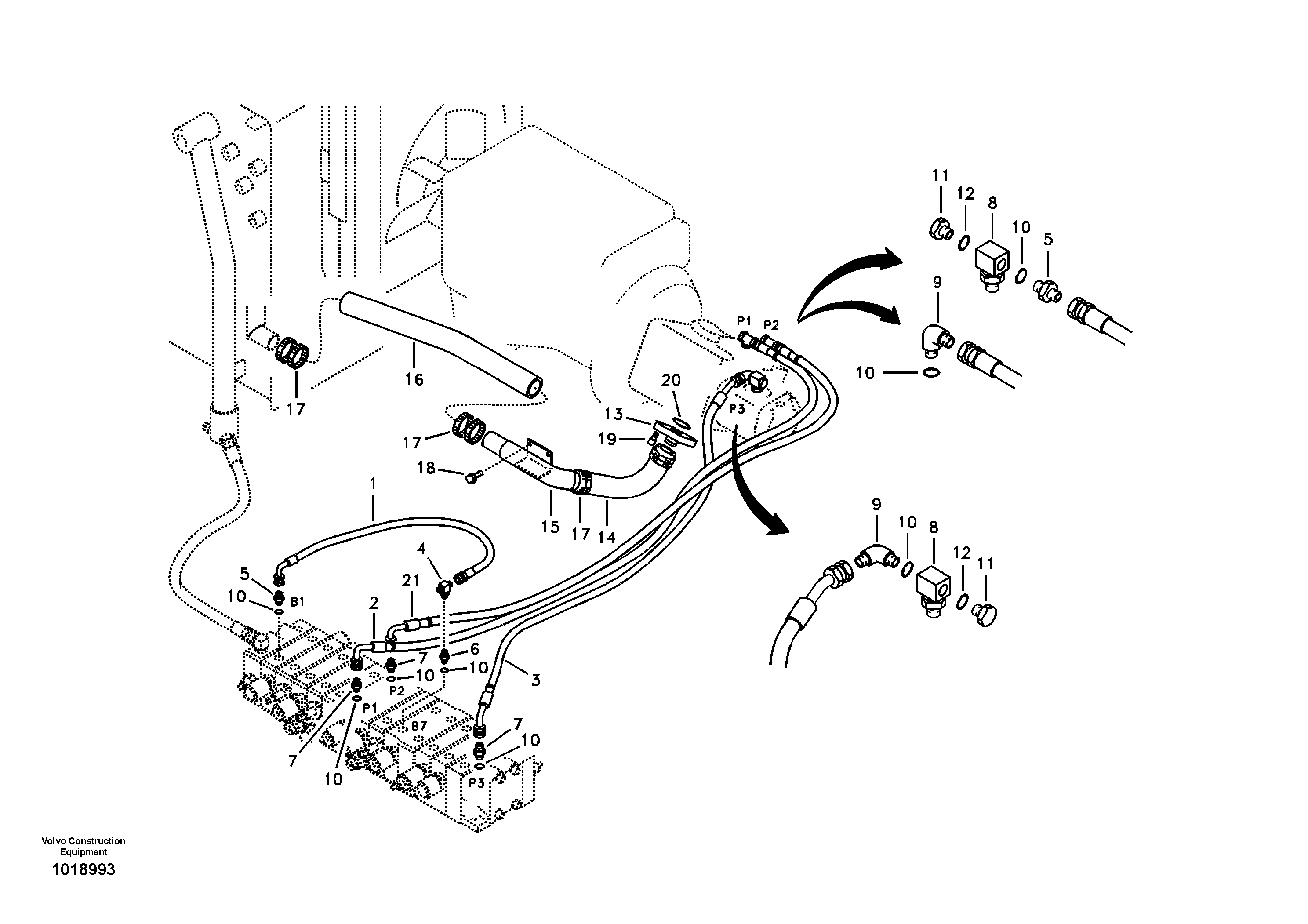 Hydraulic system, hydraulic tank to hydraulic pump — volvo parts diagram