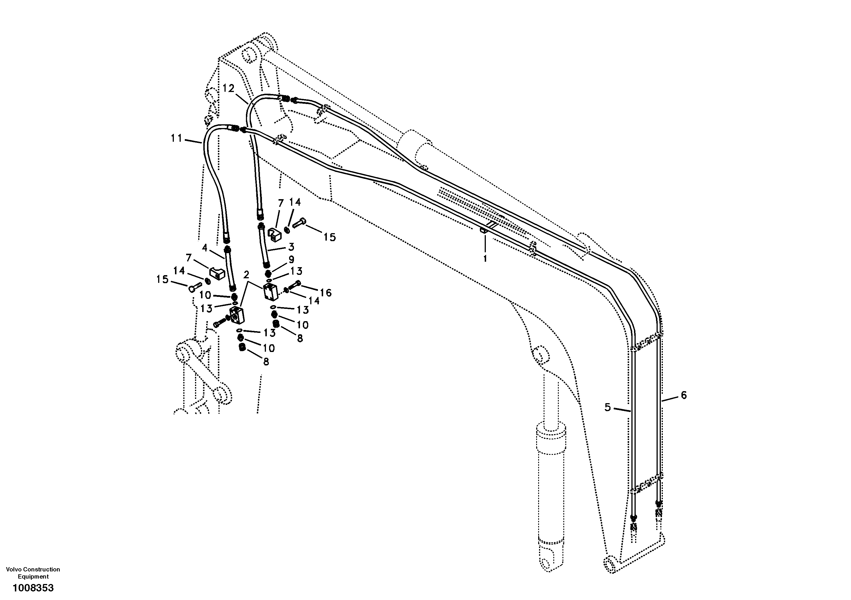 Working hydraulic, hammer and shear for boom — volvo parts diagram