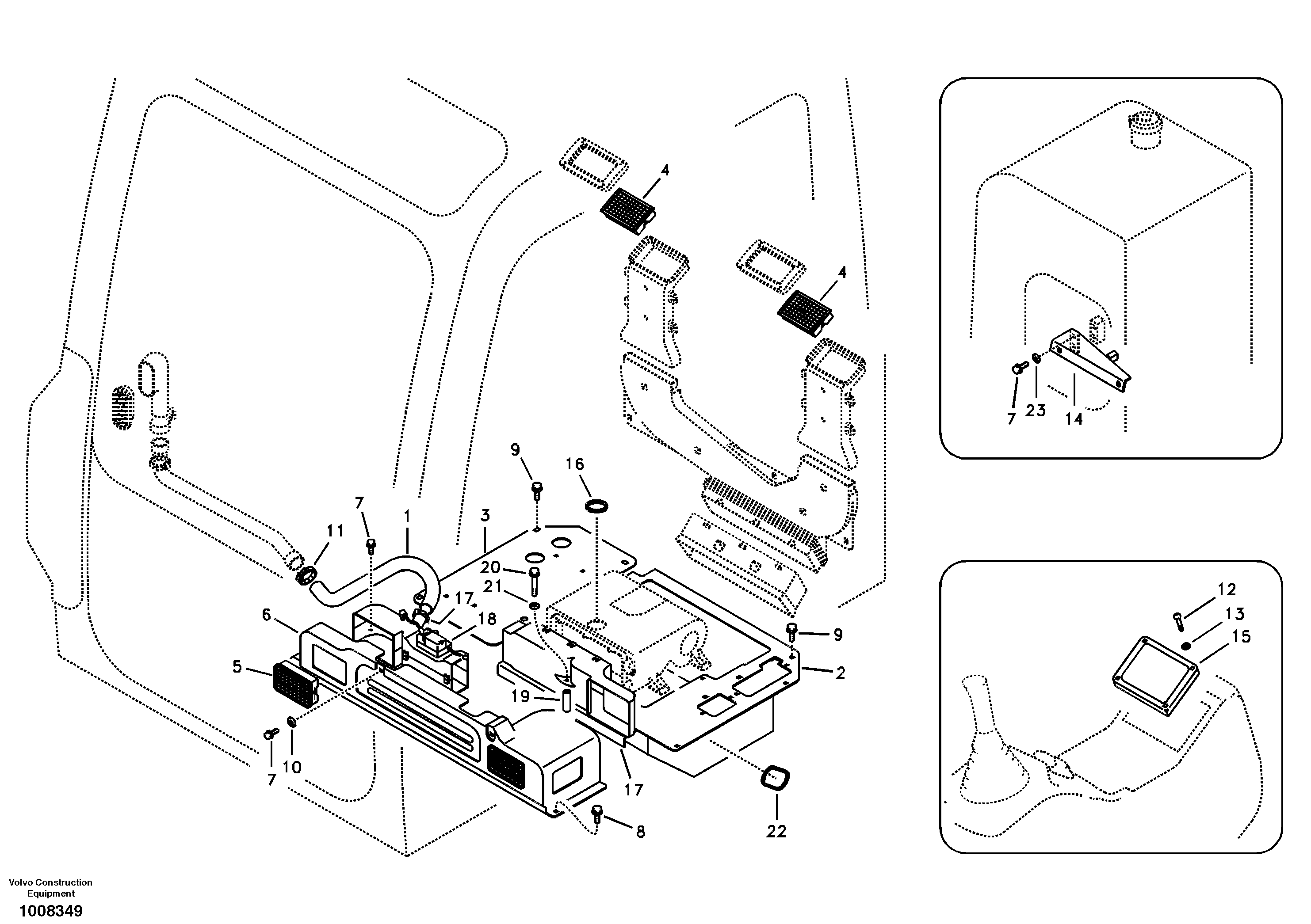 Air duct in cabin and cabin floor — volvo parts diagram