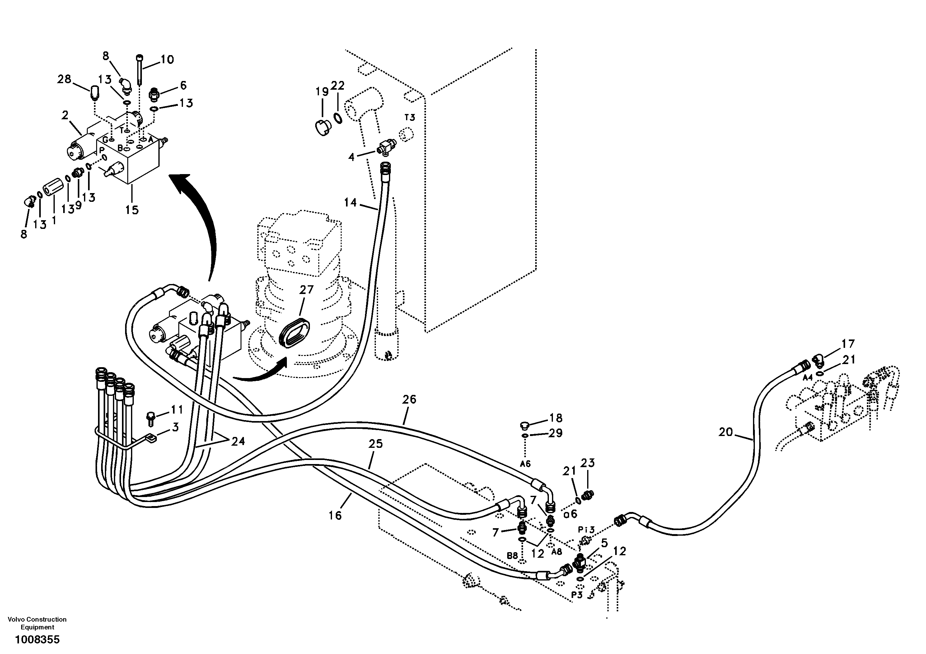 Working hydraulics, grab system on upper — volvo parts diagram
