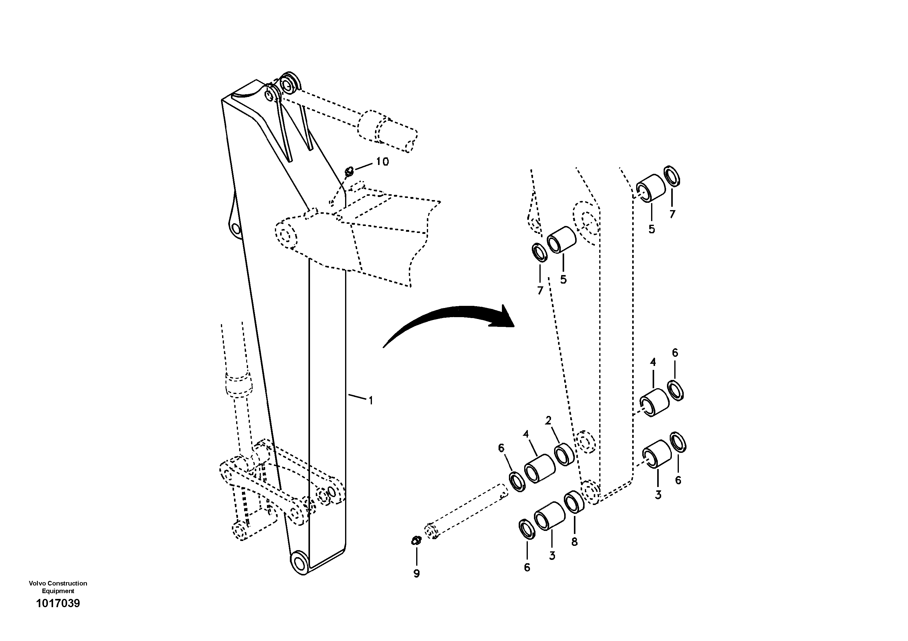 Dipper arm and grease piping with piping seat  FOR CHINA — volvo parts diagram