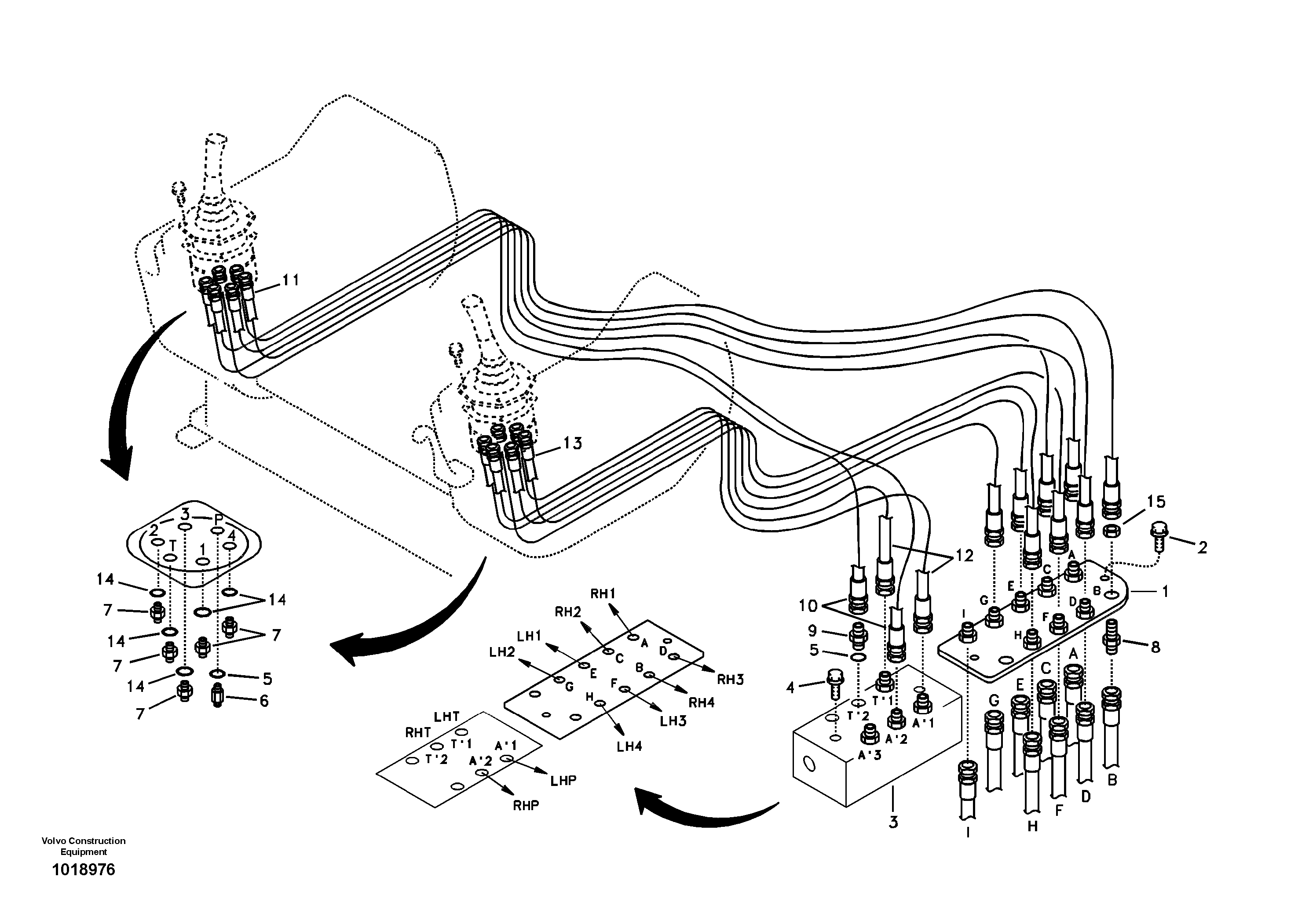 Servo system, control valve to remote control valve — volvo parts diagram