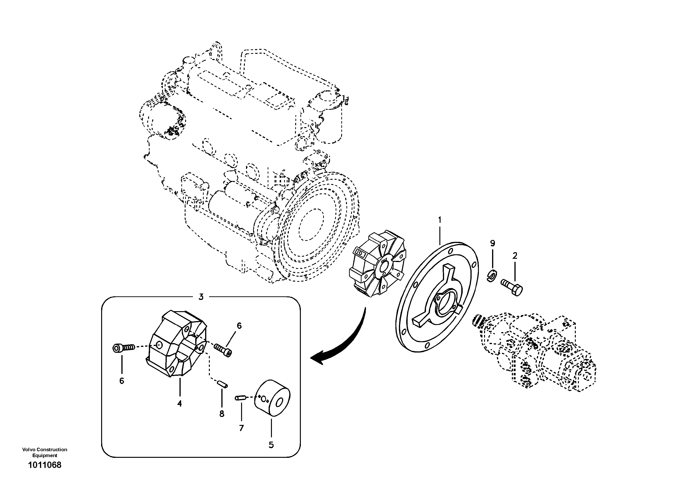 Pump gearbox with assembling parts  FOR CHINA — volvo parts diagram