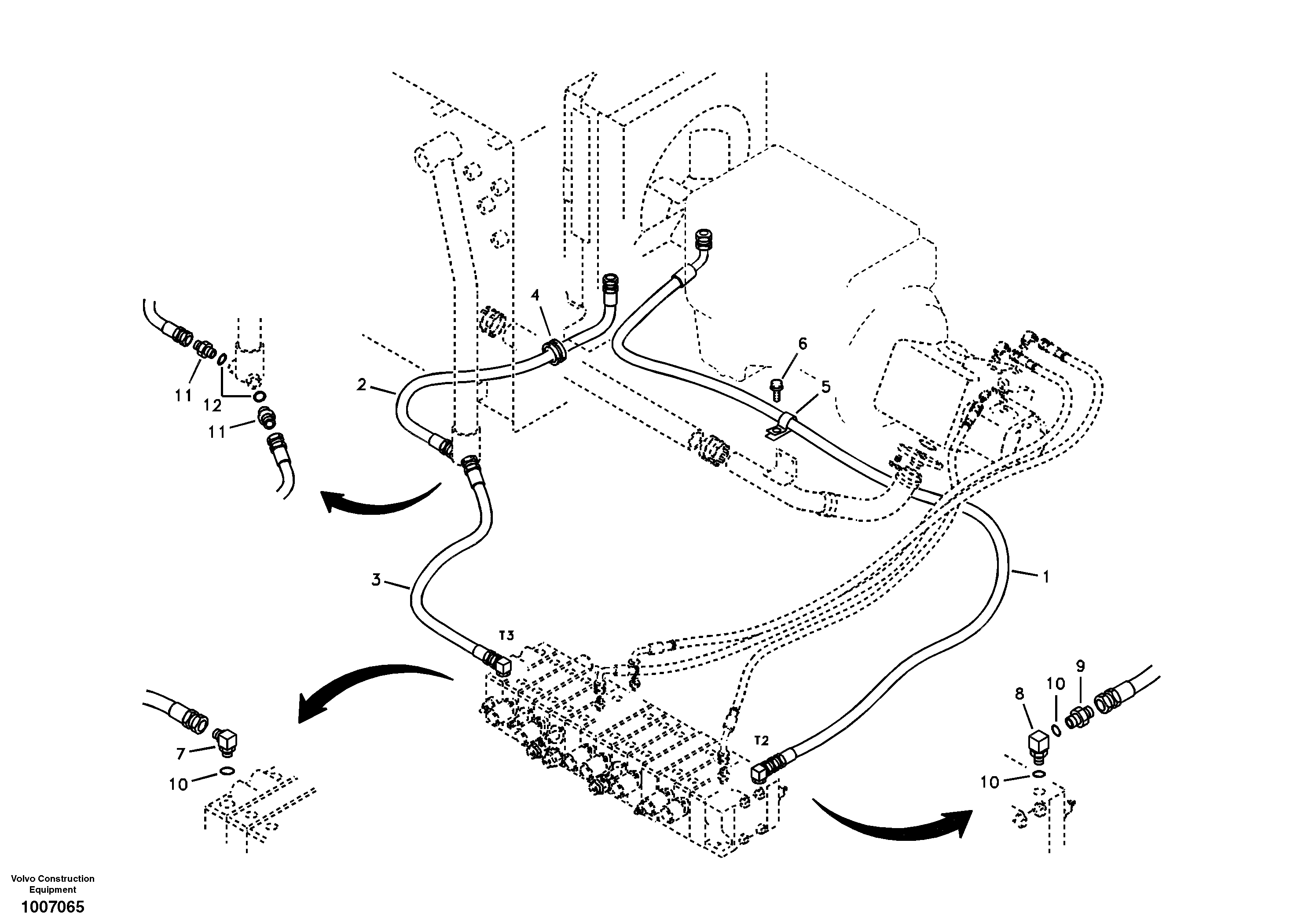 Hydraulic system, hydraulic tank to hydraulic oil cooler — volvo parts diagram