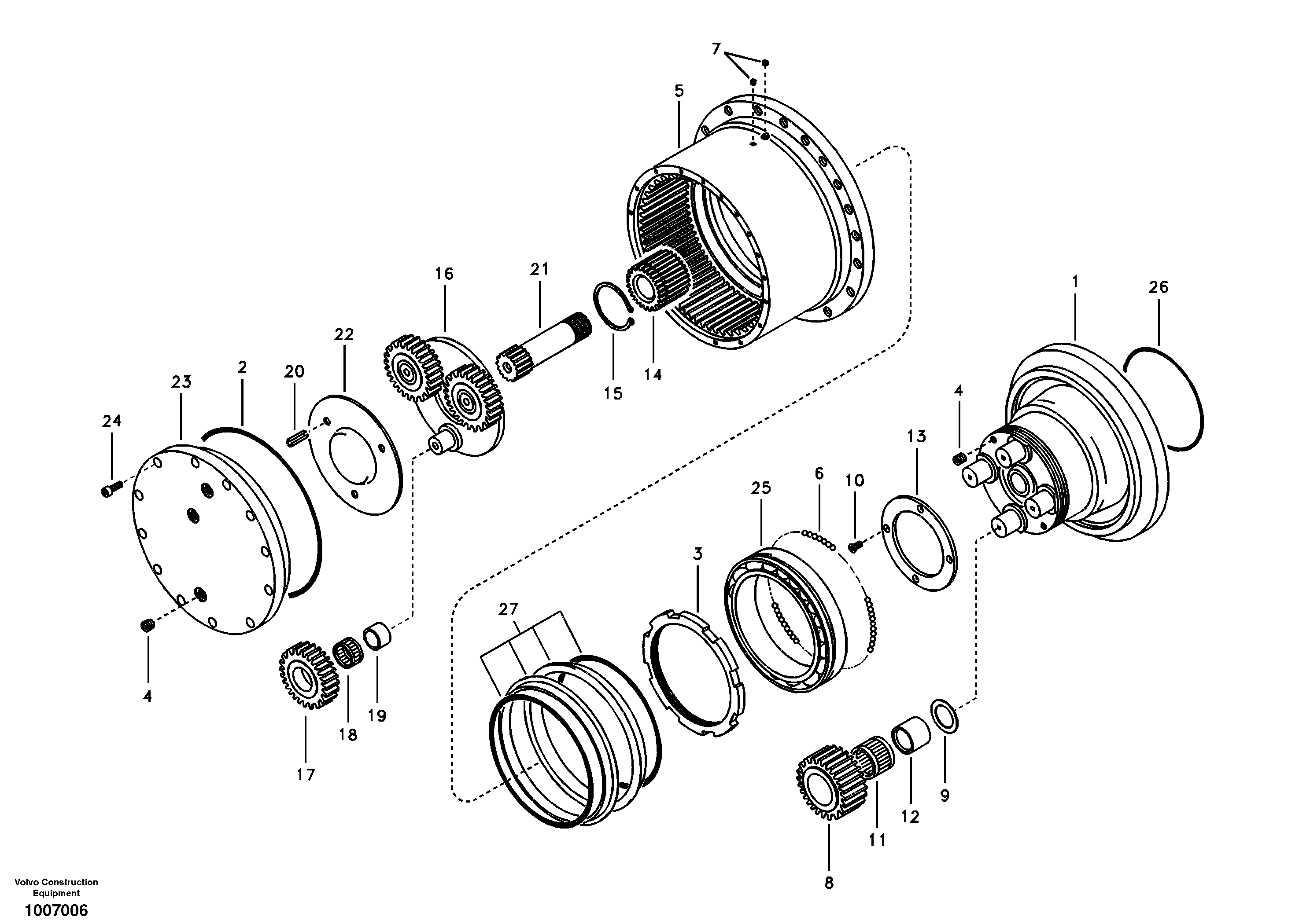 Travel gearbox — volvo parts diagram