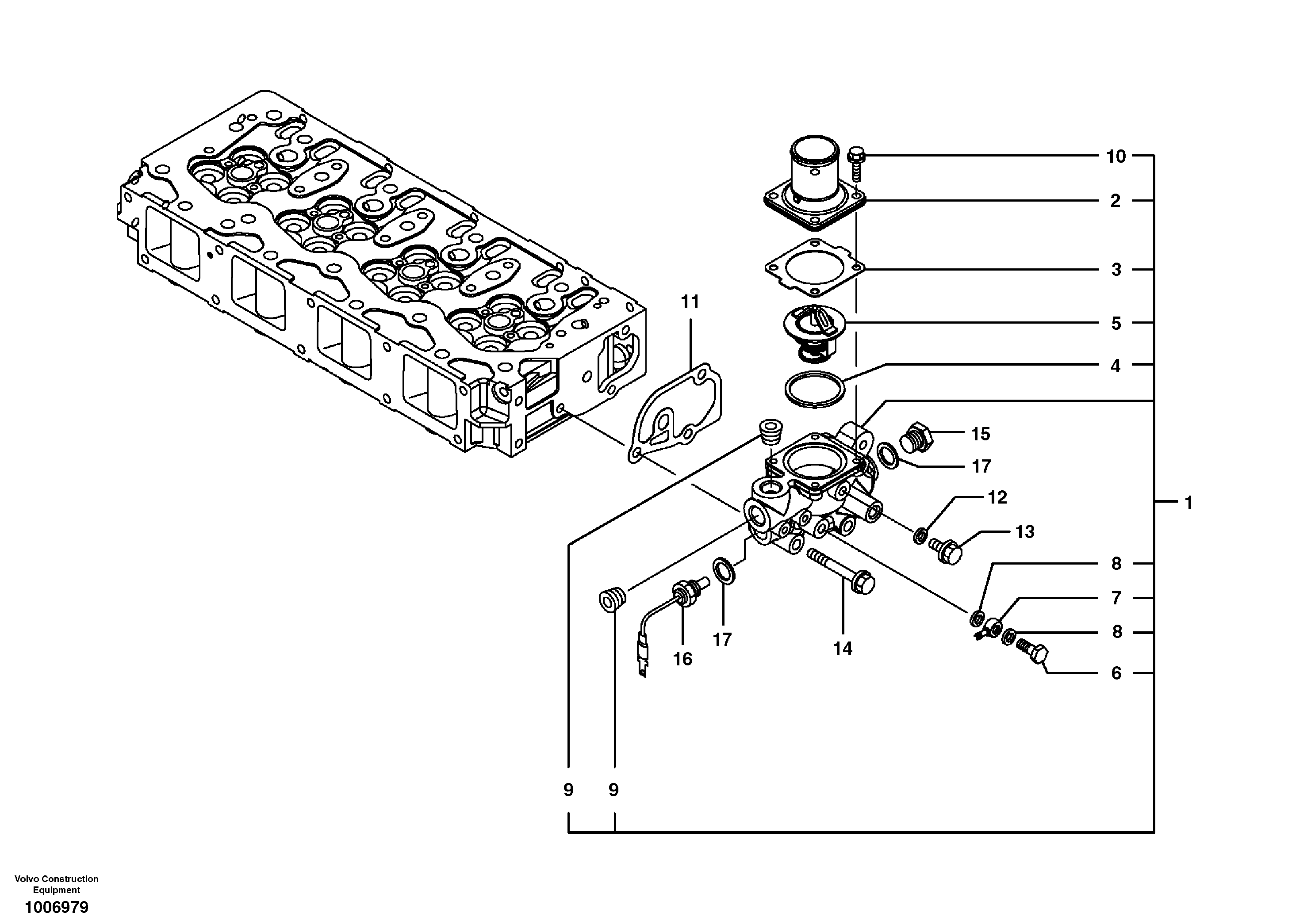 Thermostat housing — volvo parts diagram