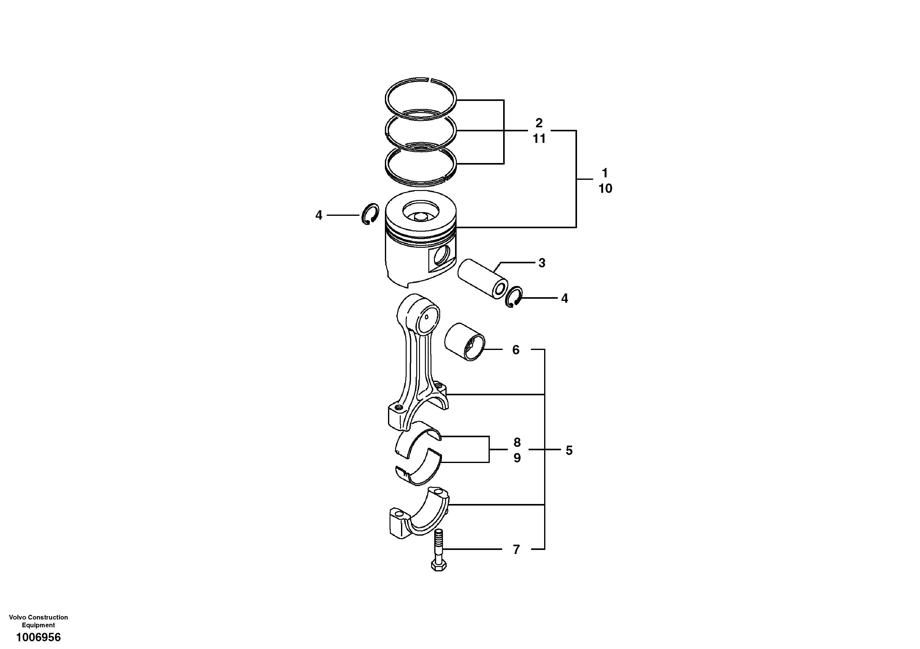 Connecting rod and piston — volvo parts diagram