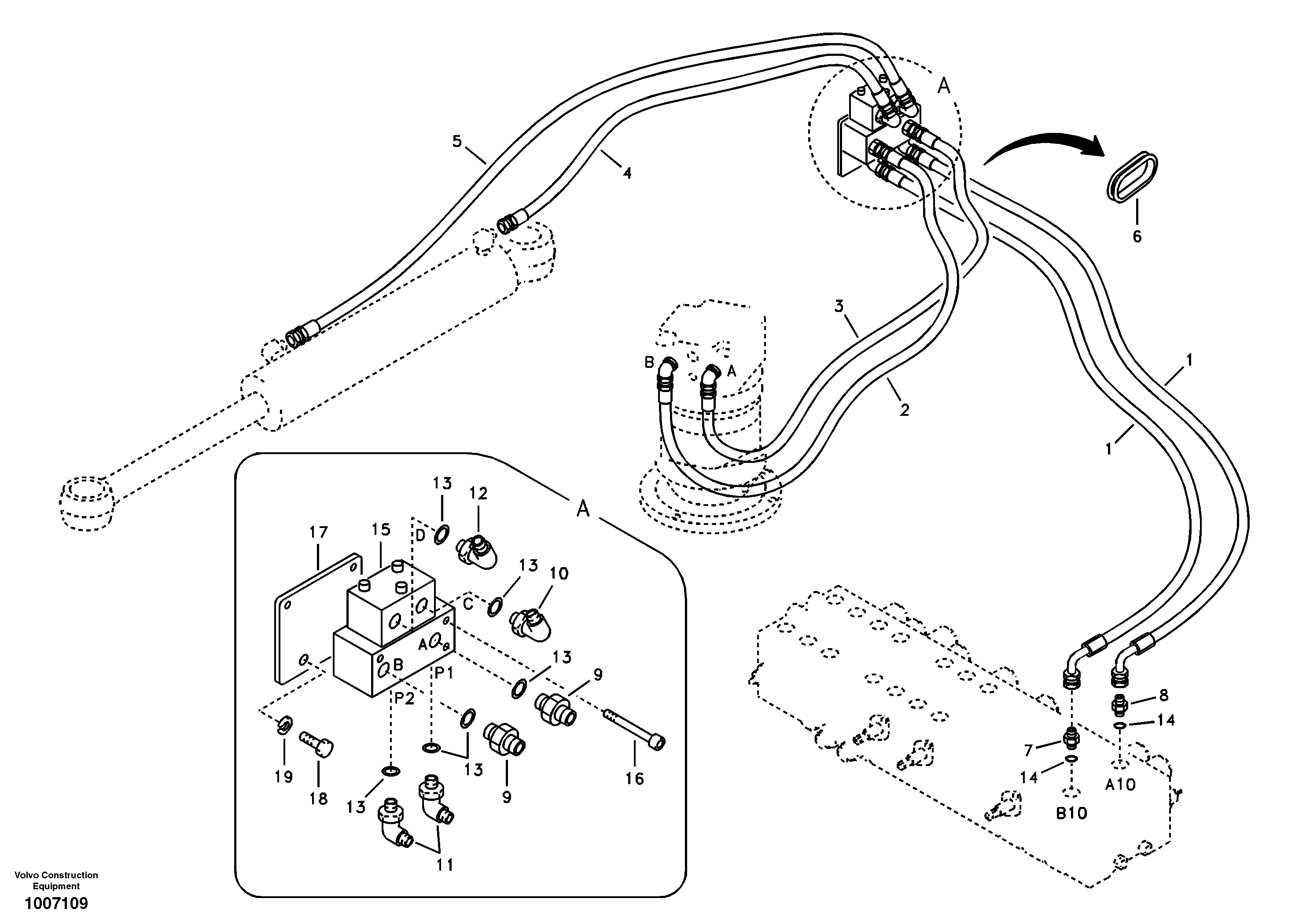 Boom swing system — volvo parts diagram