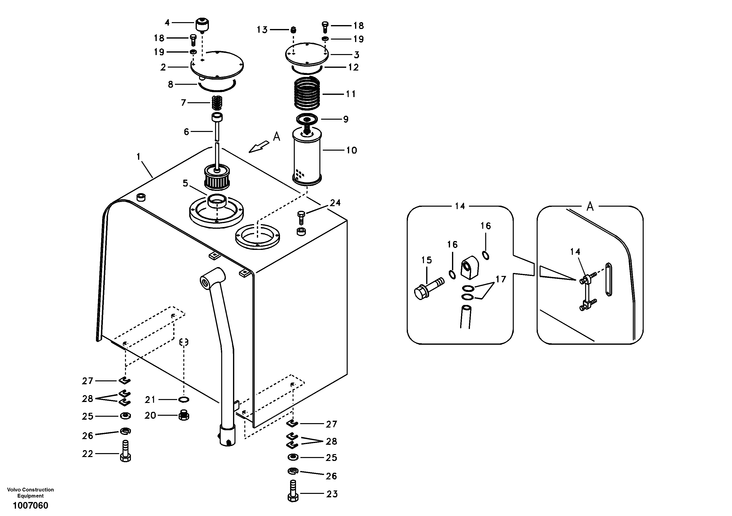 Hydraulic oil tank — volvo parts diagram