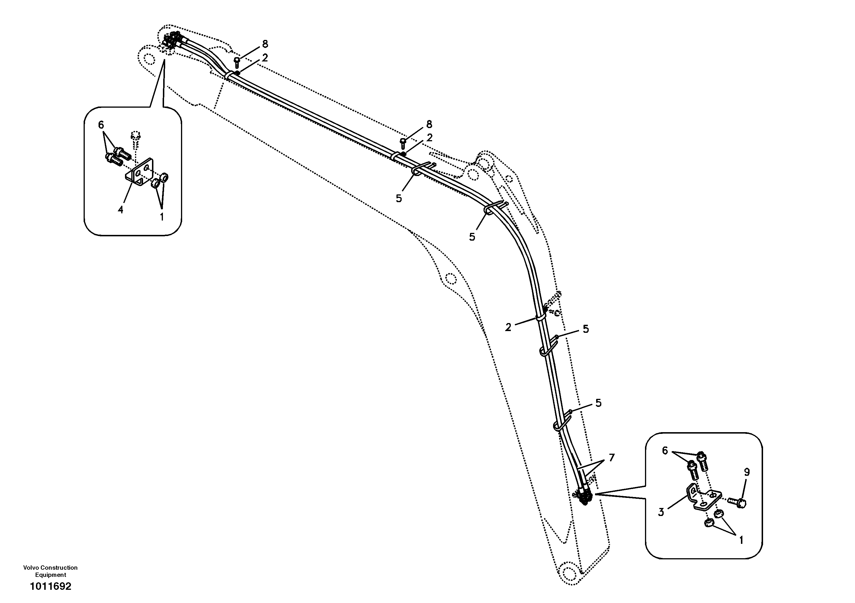 Working hydraulic, quick fit on boom — volvo parts diagram
