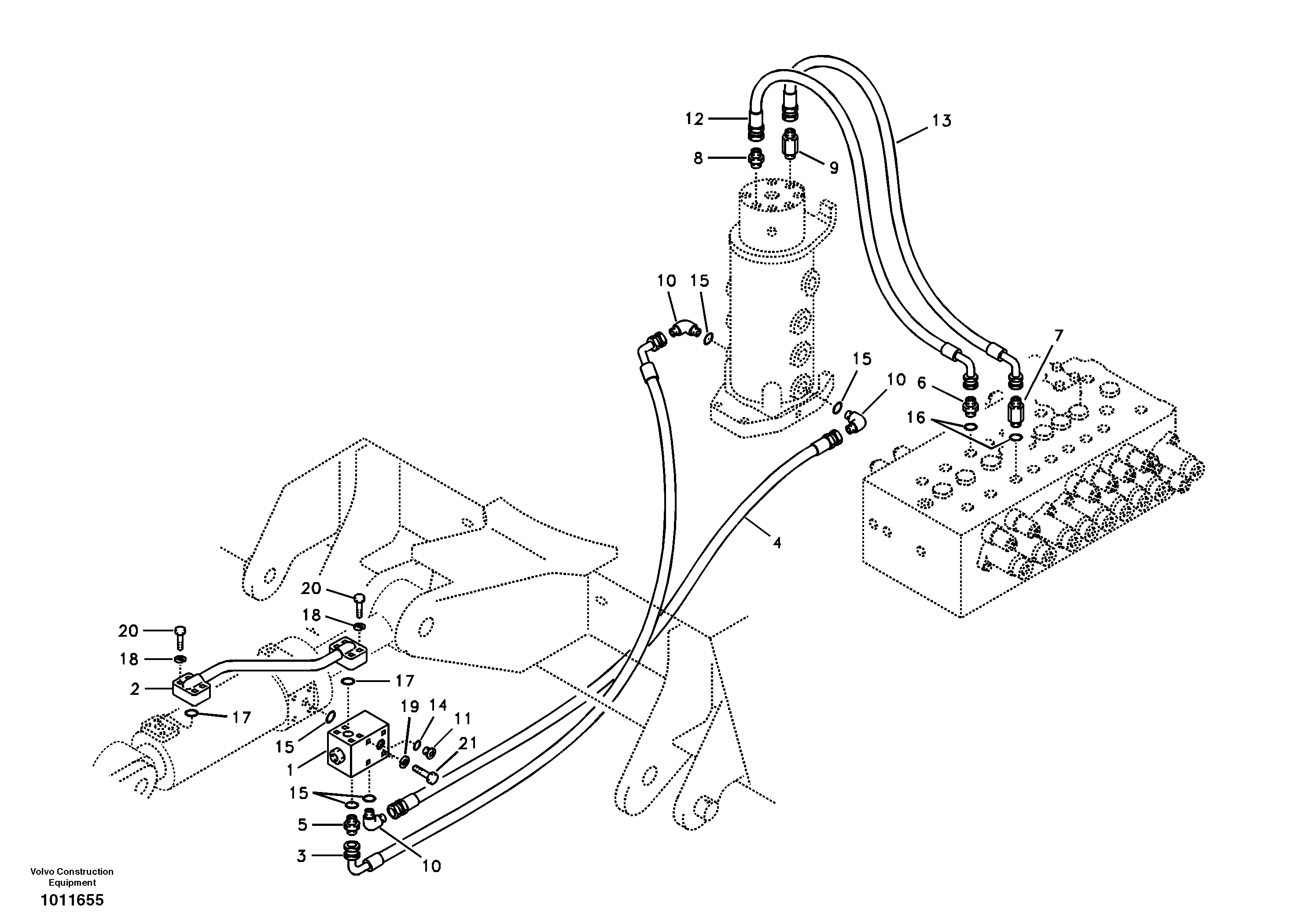 Hydraulic system, dozer blade front — volvo parts diagram