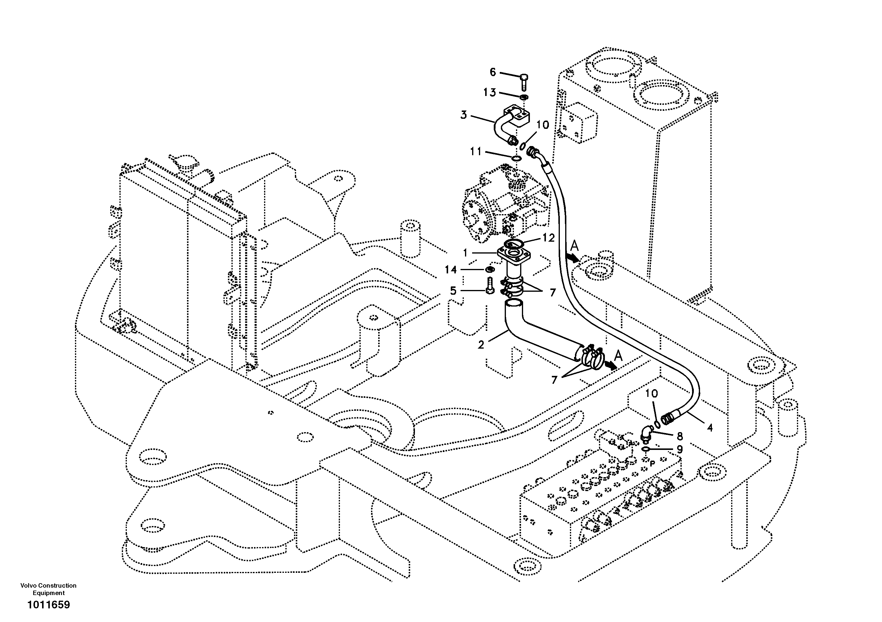 Hydraulic system, suction line — volvo parts diagram