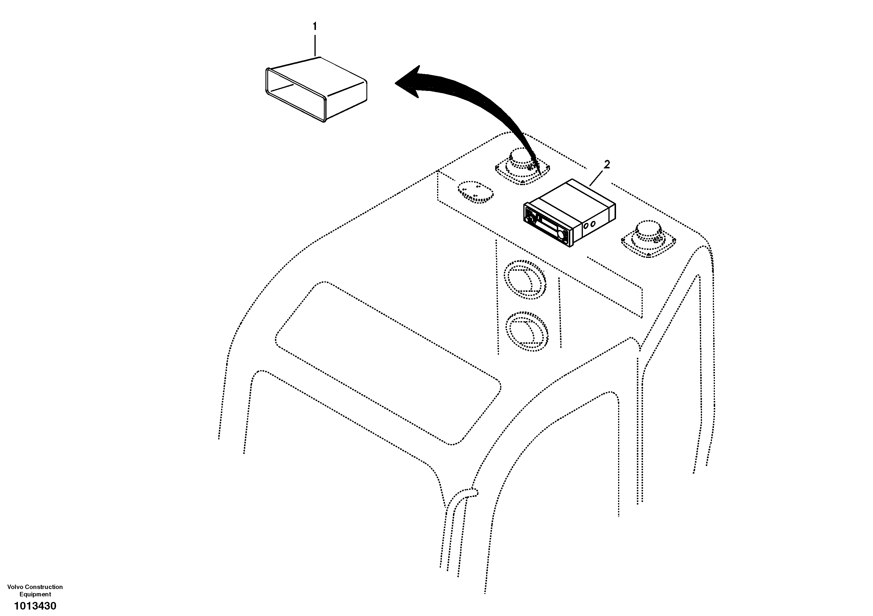 Cassette radio recorder with mounting details — volvo parts diagram