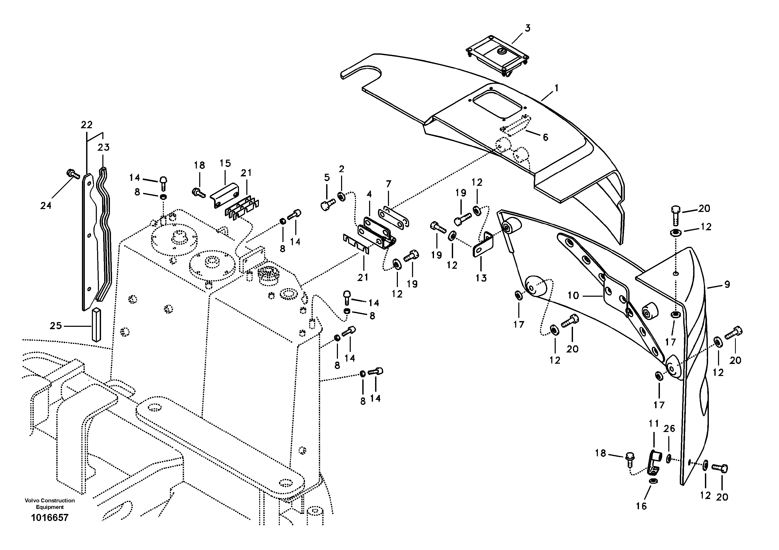 Cowl frame, cover and hood — volvo parts diagram