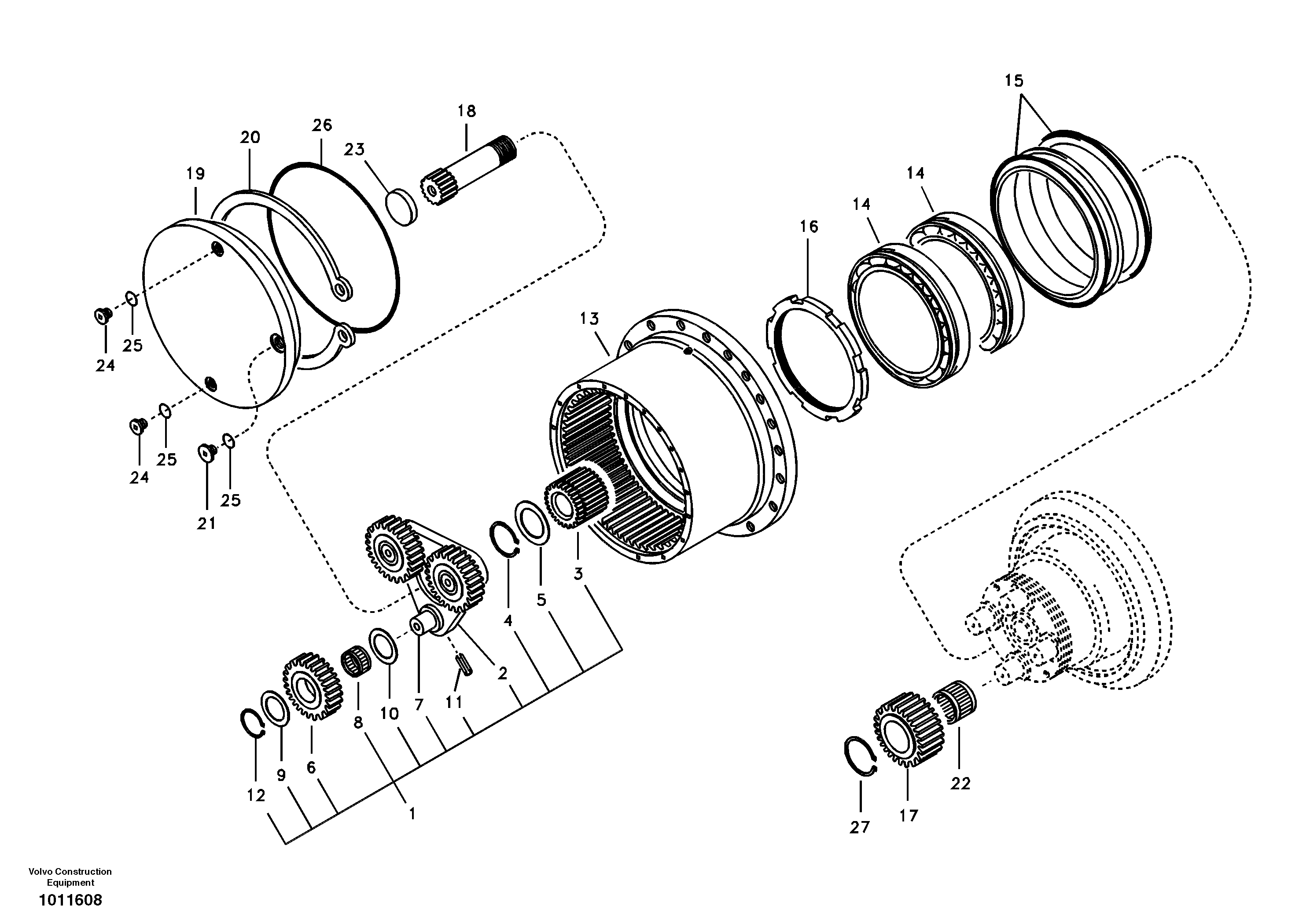 Travel gearbox — volvo parts diagram