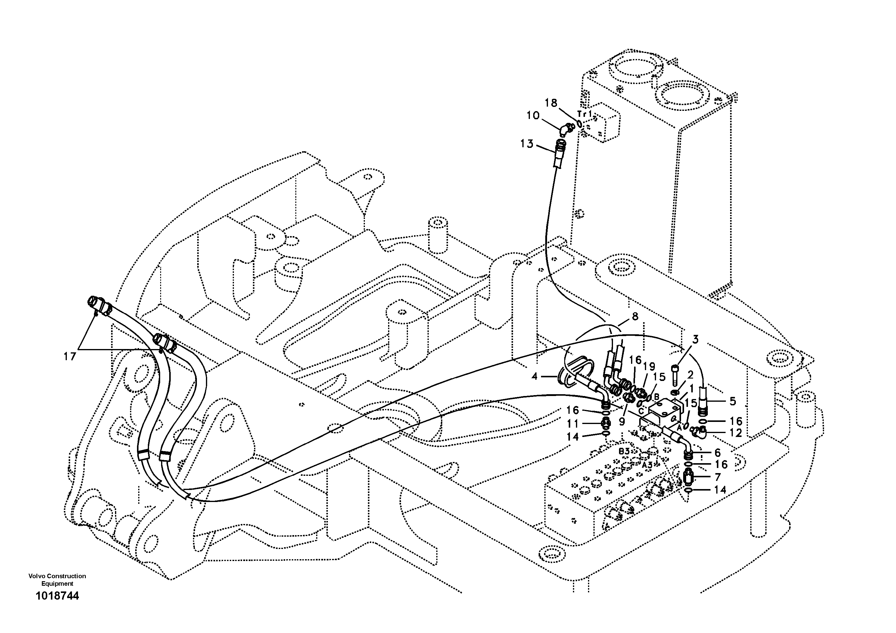Servo hydraulics, hammer hydr. on base machine — volvo parts diagram