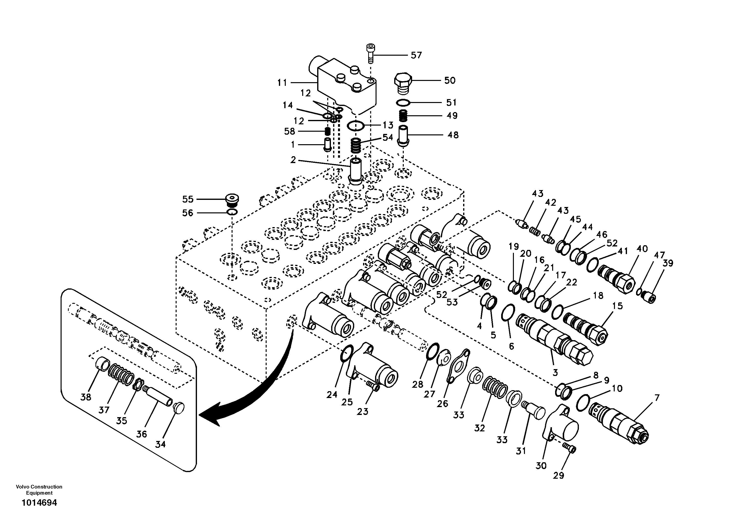 Main control valve — volvo parts diagram
