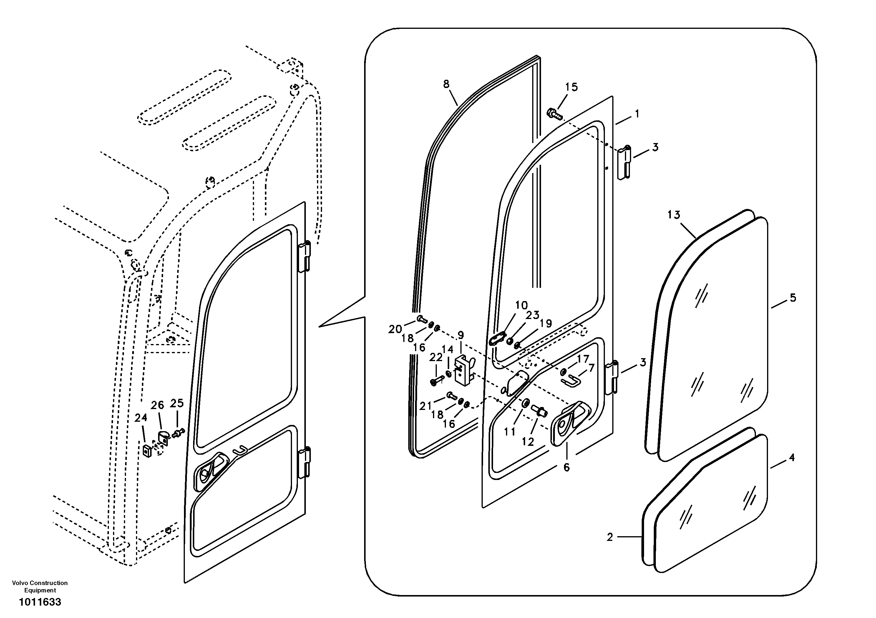 Door, operator's cab — volvo parts diagram