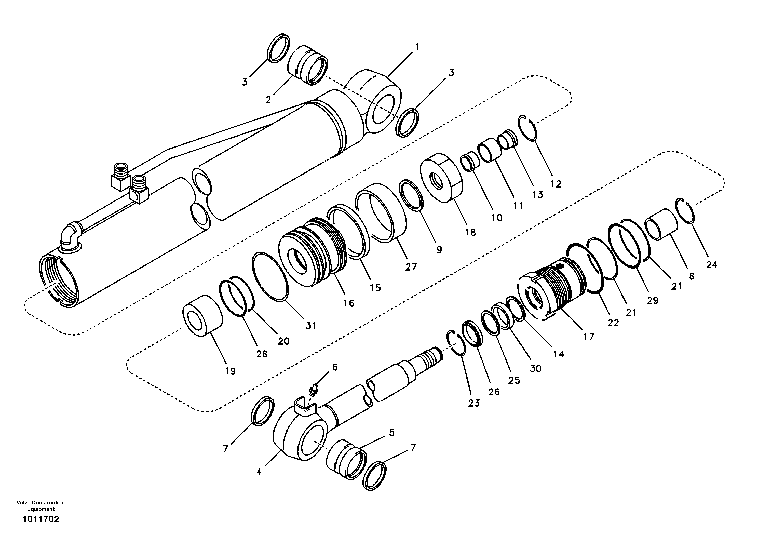 Boom swing cylinder — volvo parts diagram