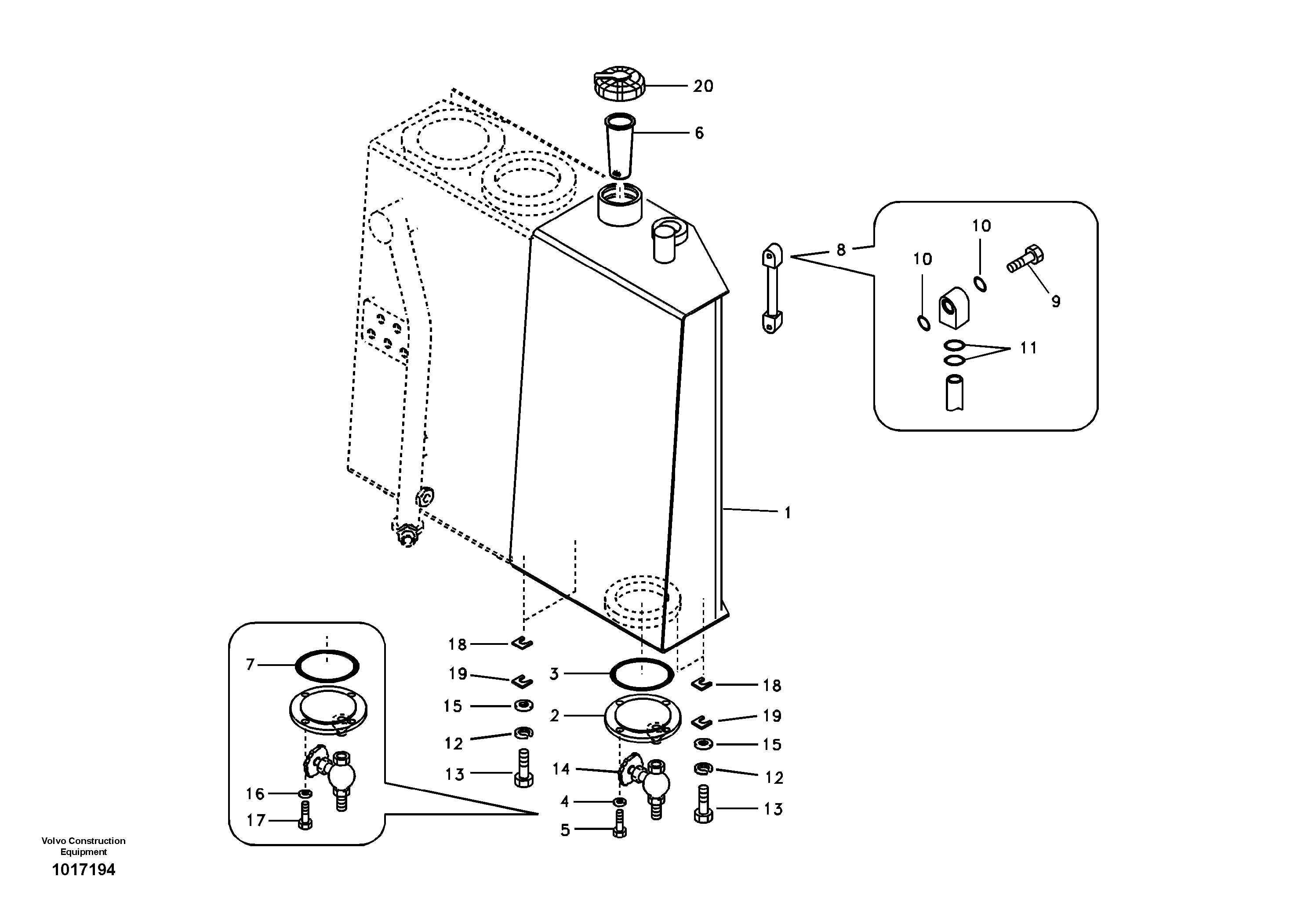 Fuel tank with fitting parts — volvo parts diagram