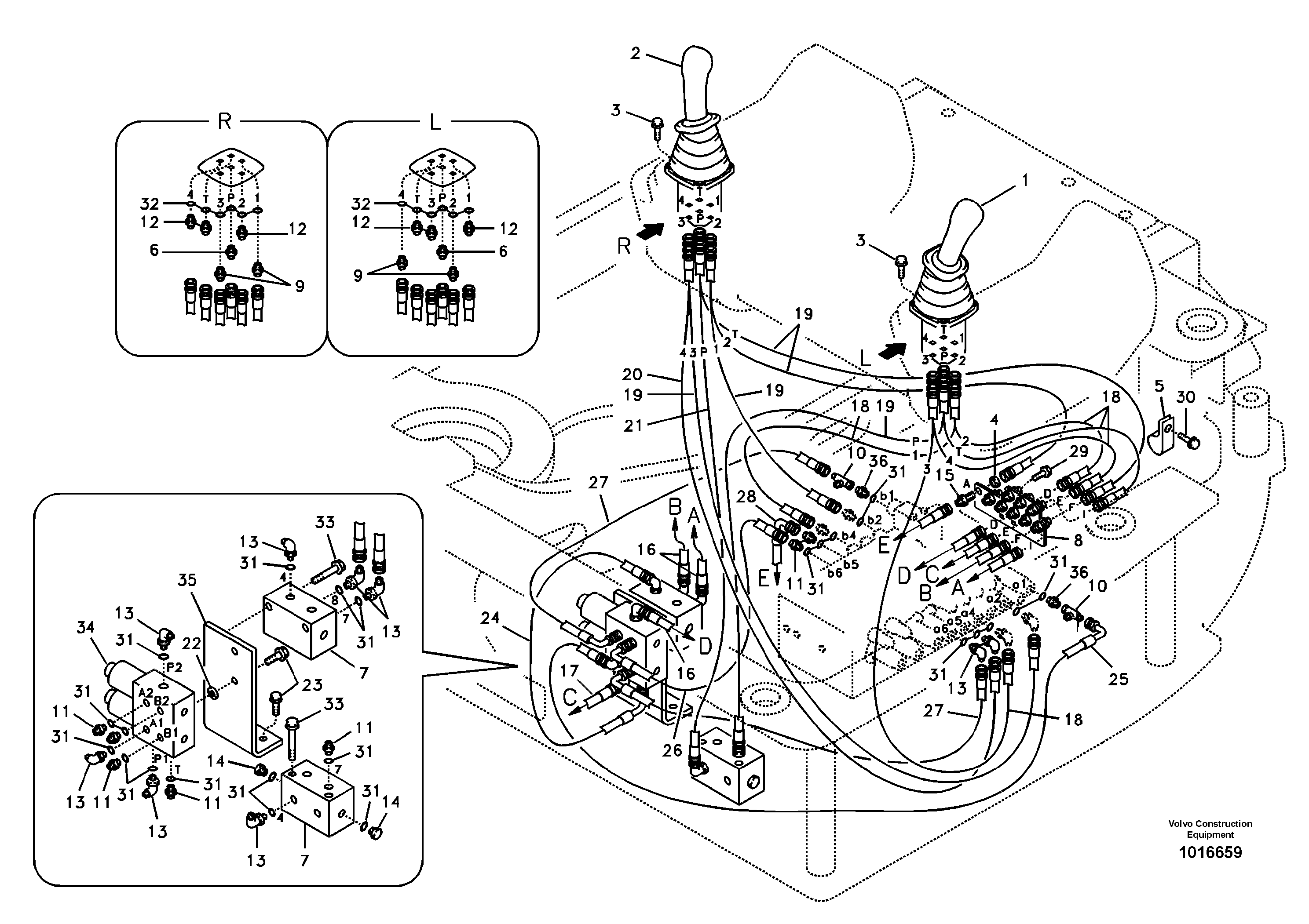 Servo system, control valve to remote control valve — volvo parts diagram