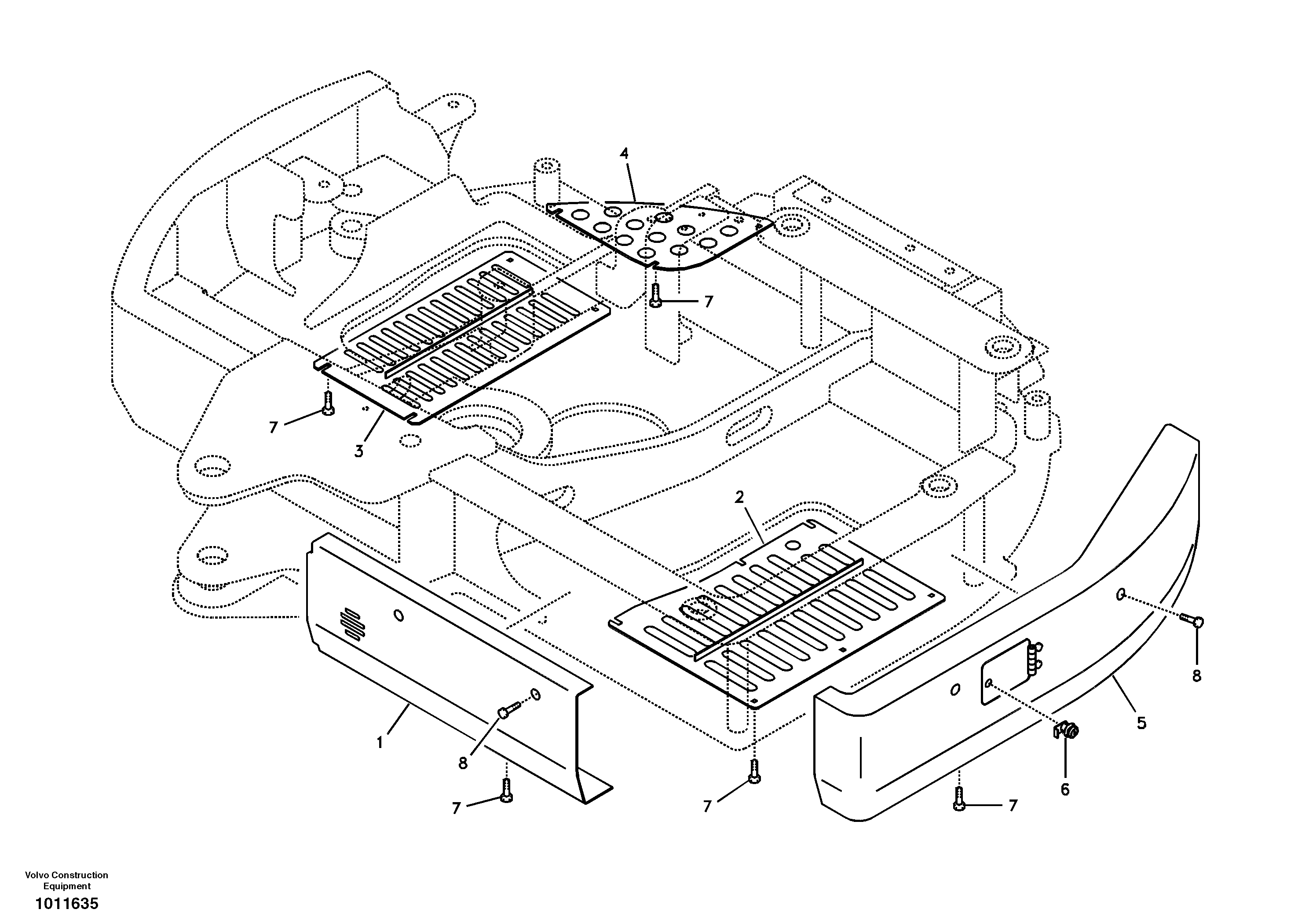 Hatches under engine, hydr.pumps, cooler, m.valve and fuel tank. — volvo parts diagram
