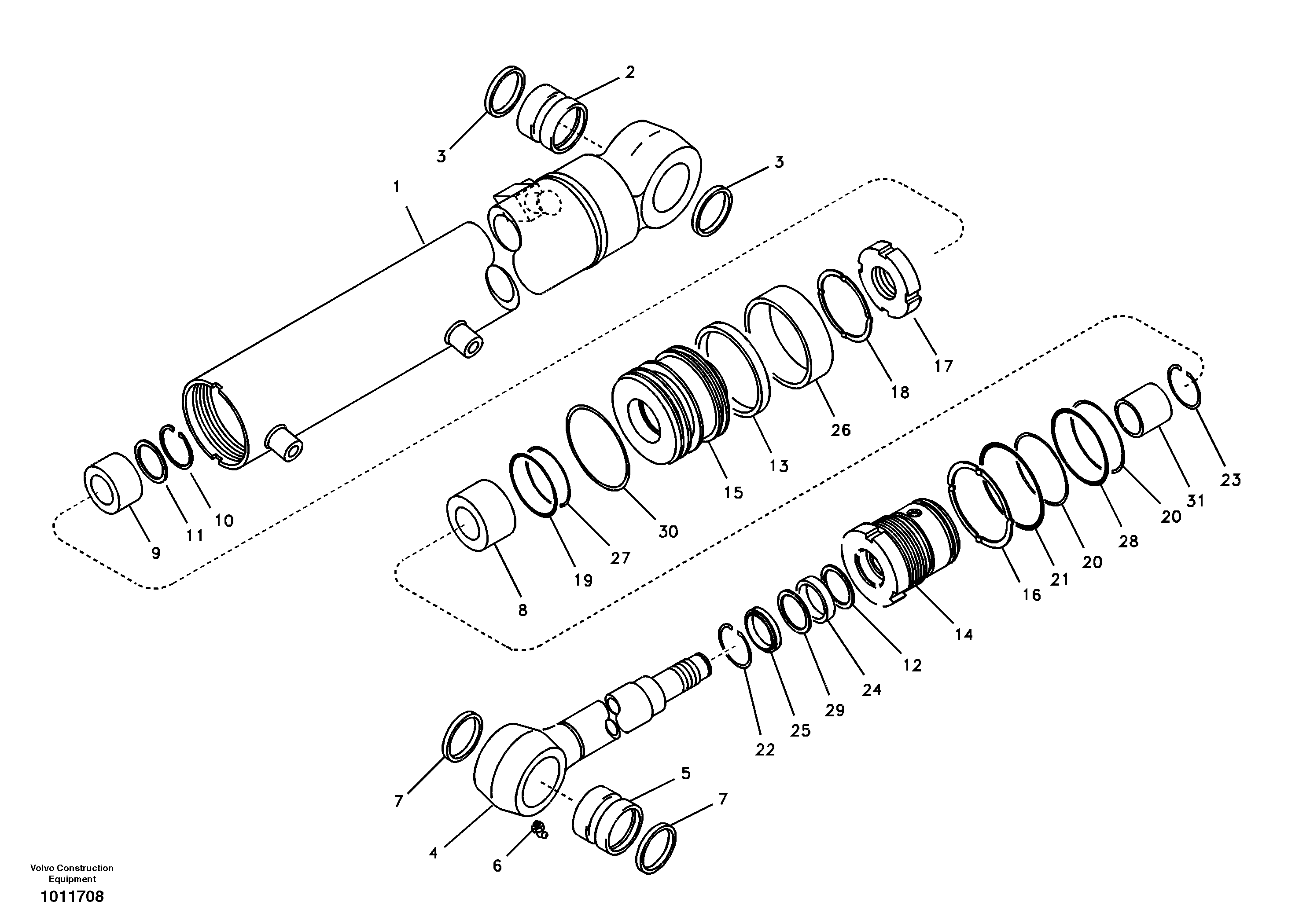 Dipper arm cylinder — volvo parts diagram