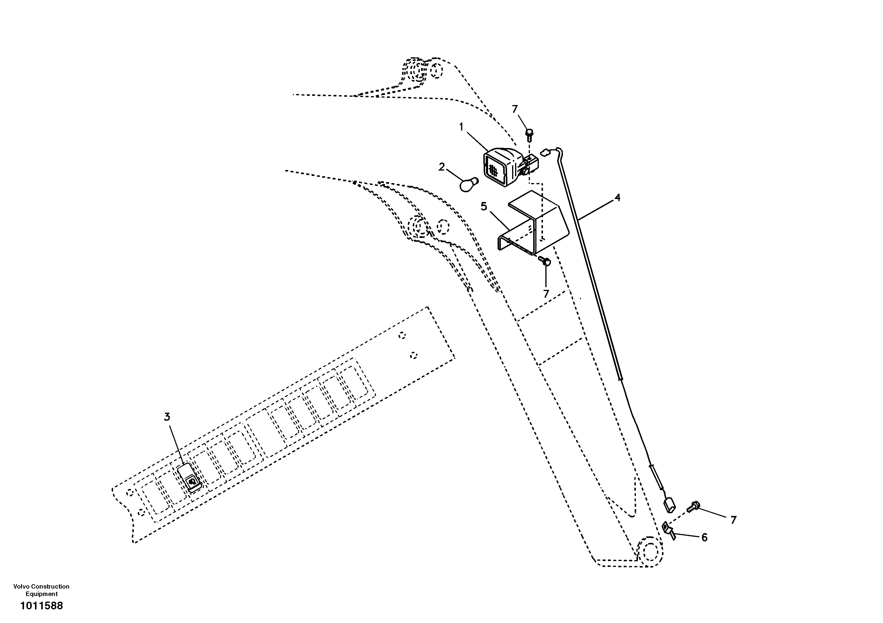 Working lamp on boom — volvo parts diagram
