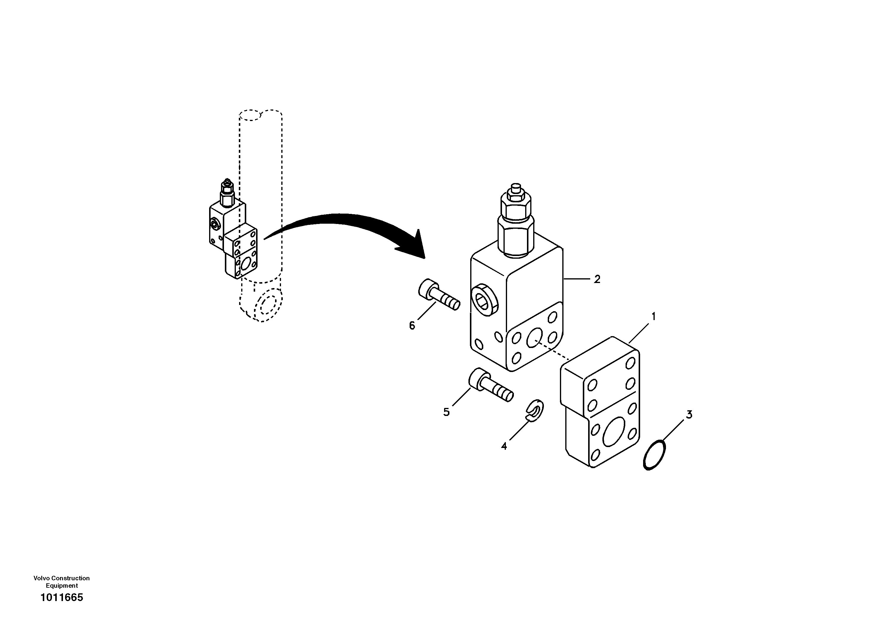 Working hydraulic, boom rupture valve mount — volvo parts diagram