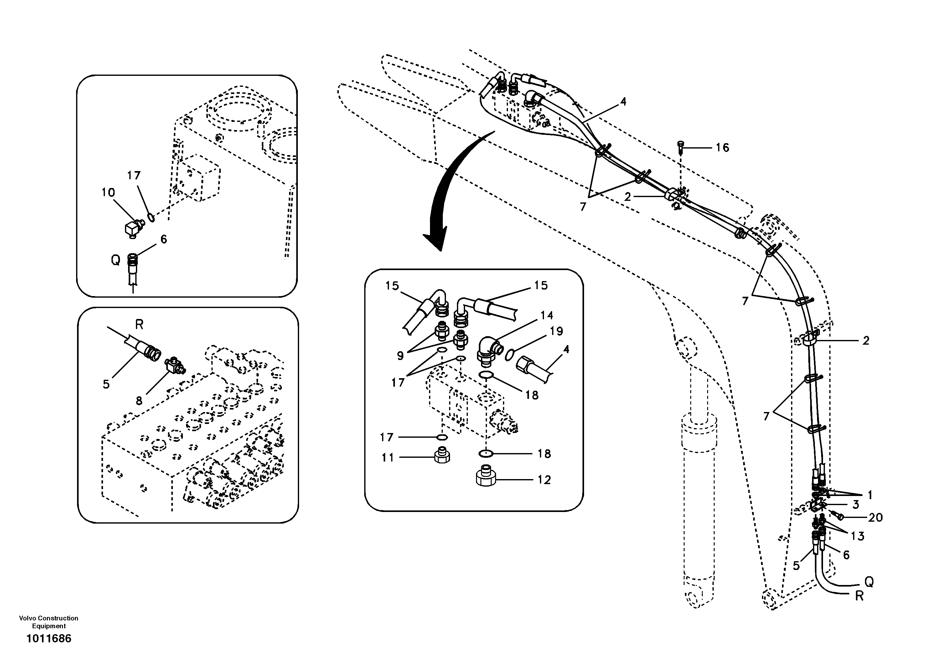 Working hydraulic, dipper arm rupture — volvo parts diagram