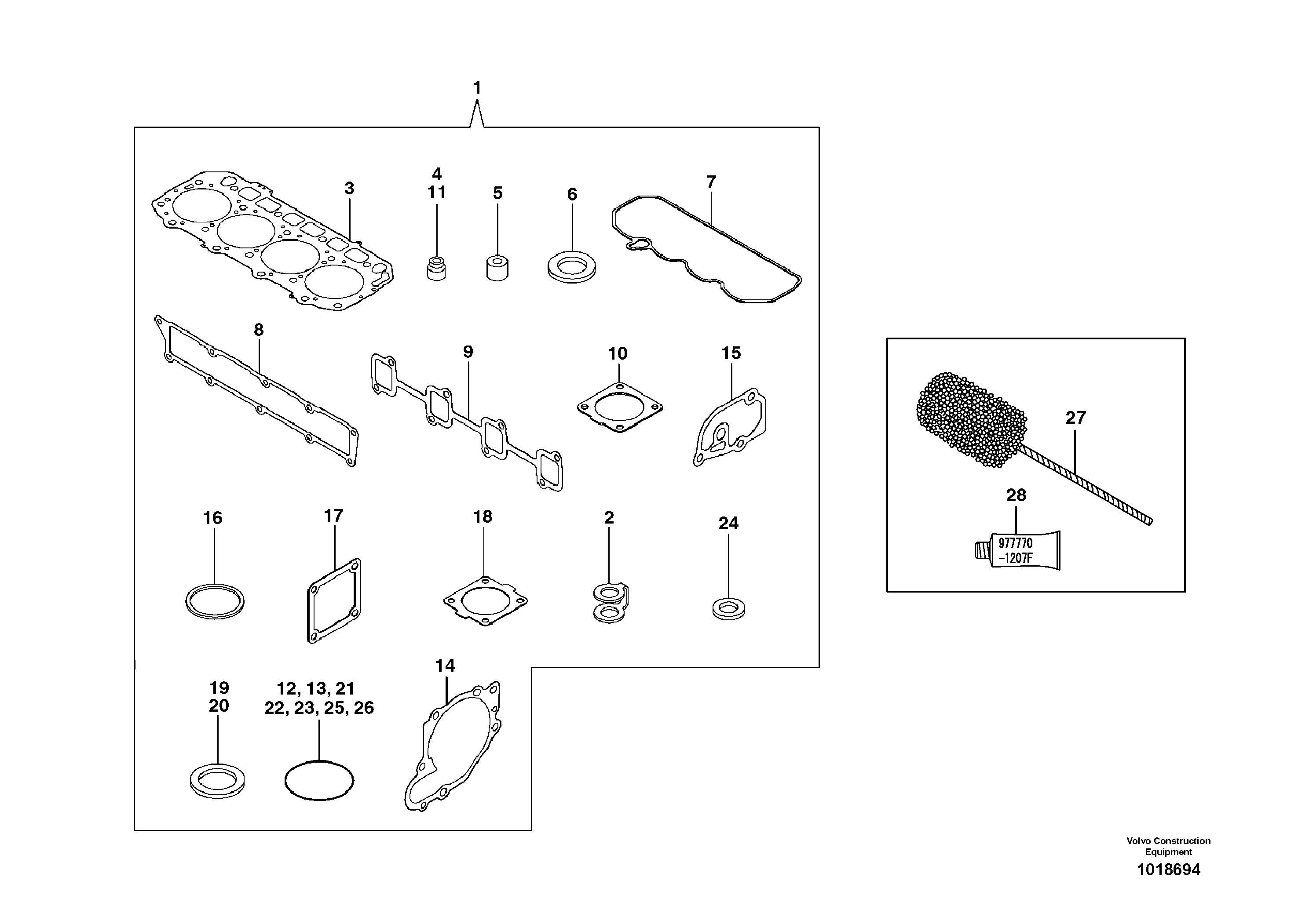 Repair kits for engine — volvo parts diagram
