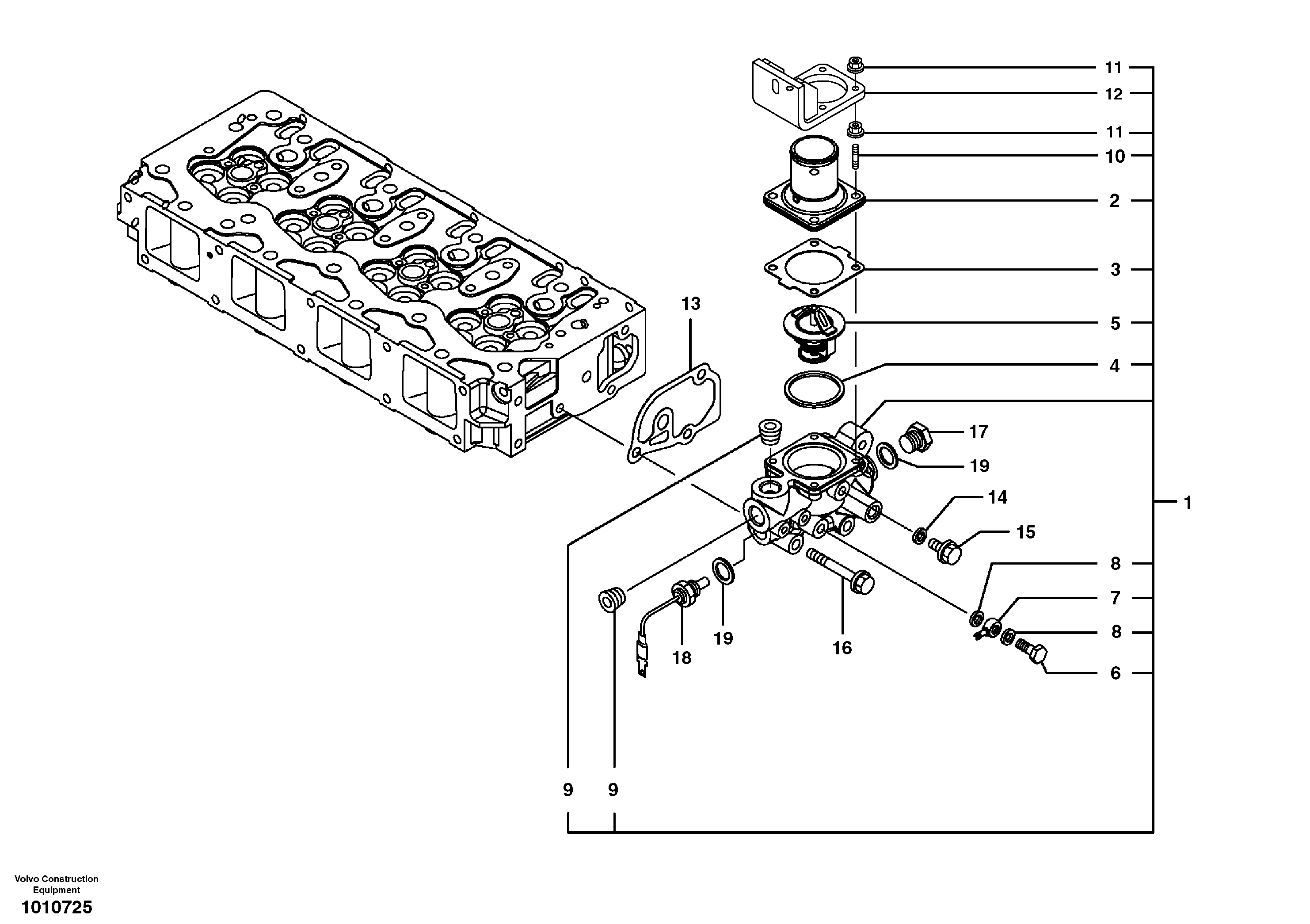 Thermostat housing — volvo parts diagram