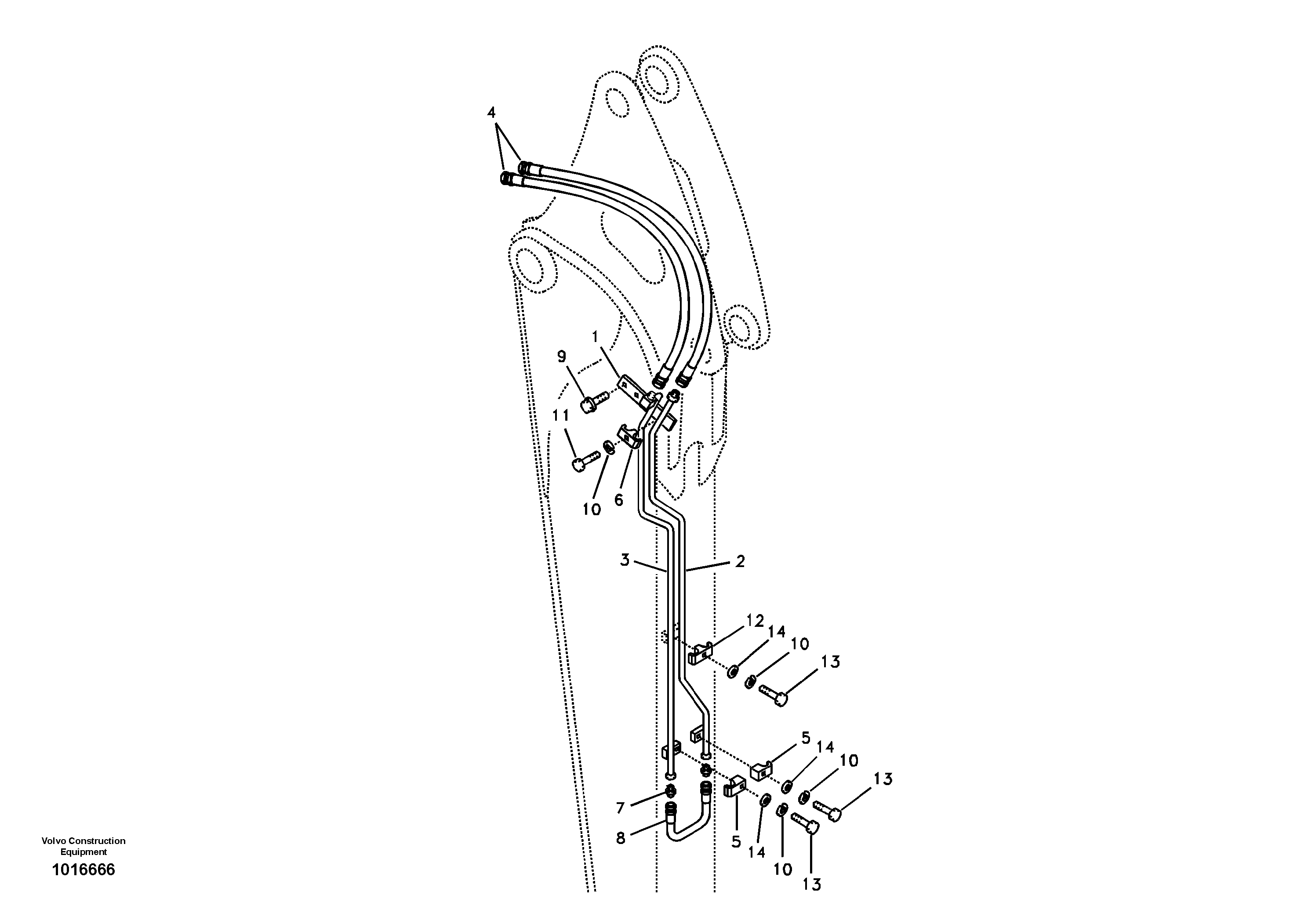 Working hydraulic, slope and rotator on dipper arm — volvo parts diagram