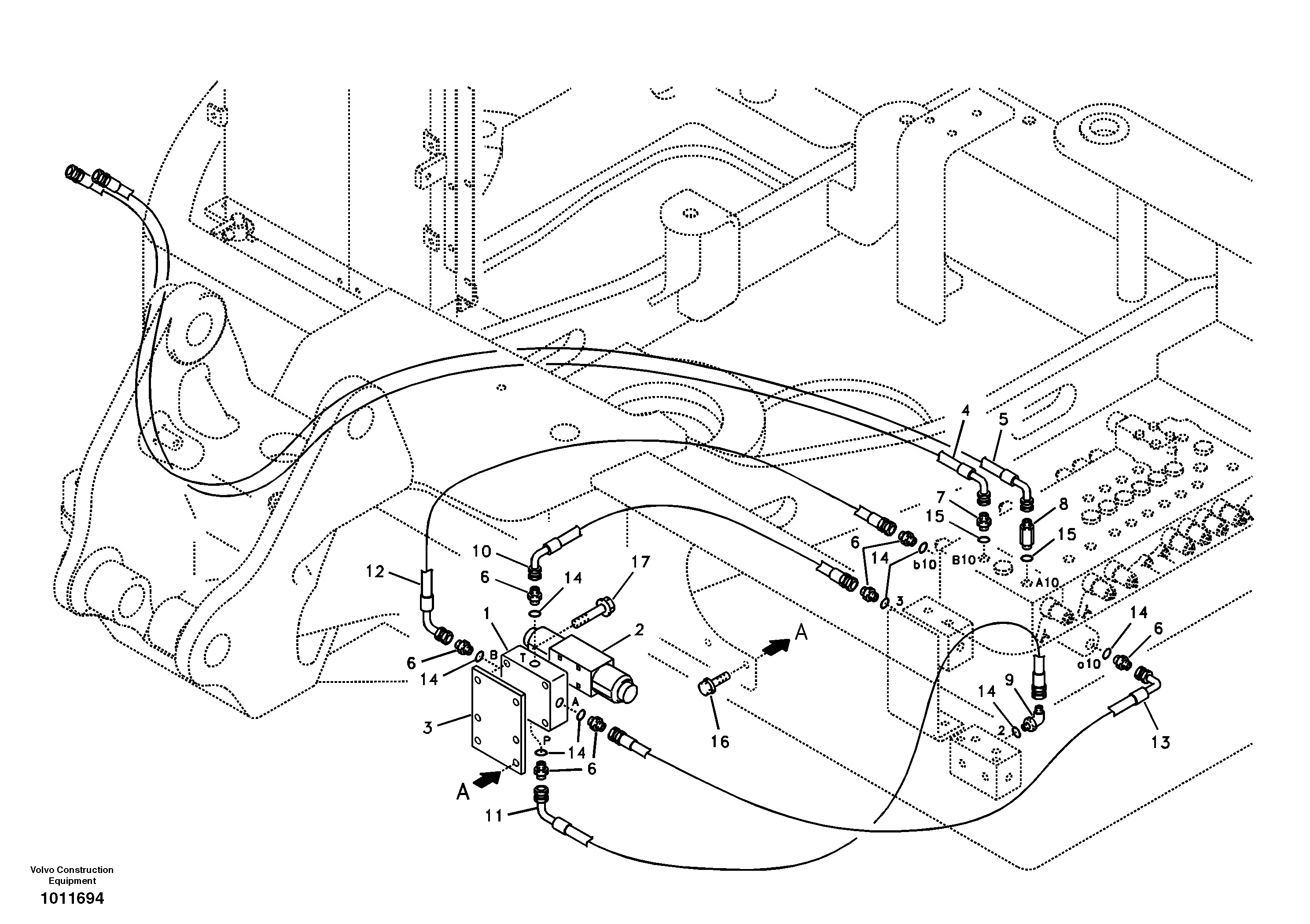 Working hydraulic, slope and rotator on upper frame — volvo parts diagram