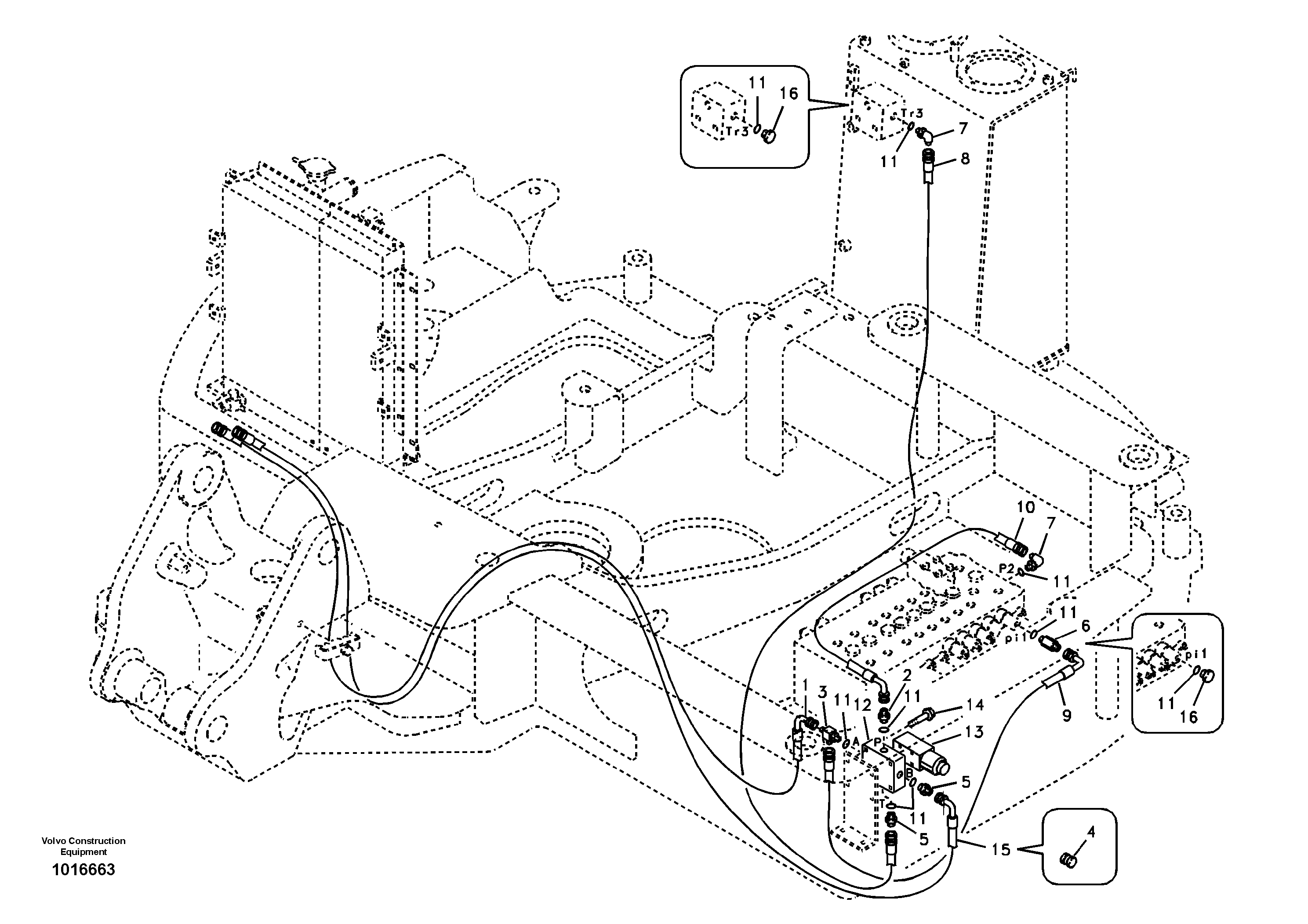 Working hydraulic, quick fit on upper frame — volvo parts diagram
