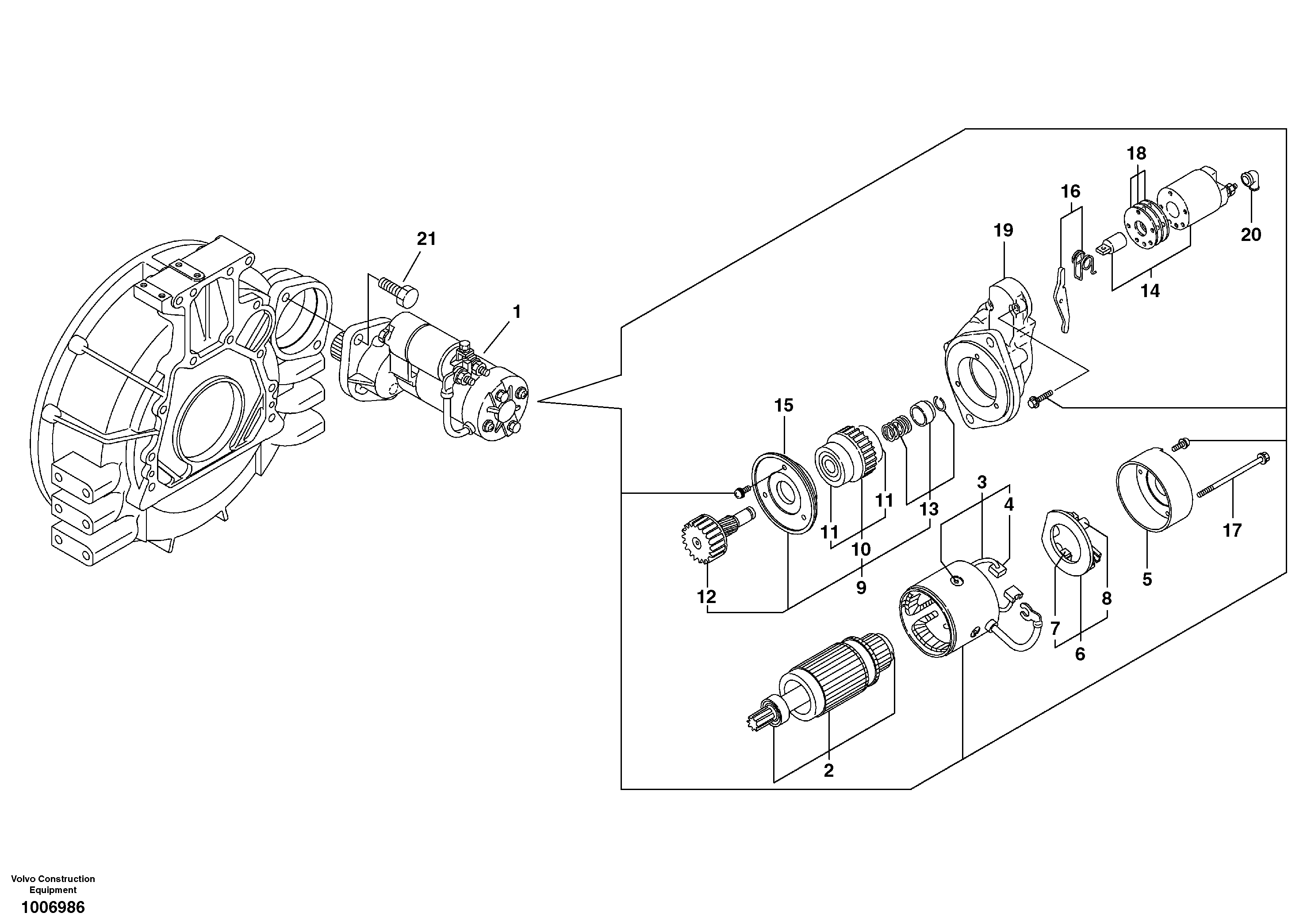 Starter motor, mounting — volvo parts diagram