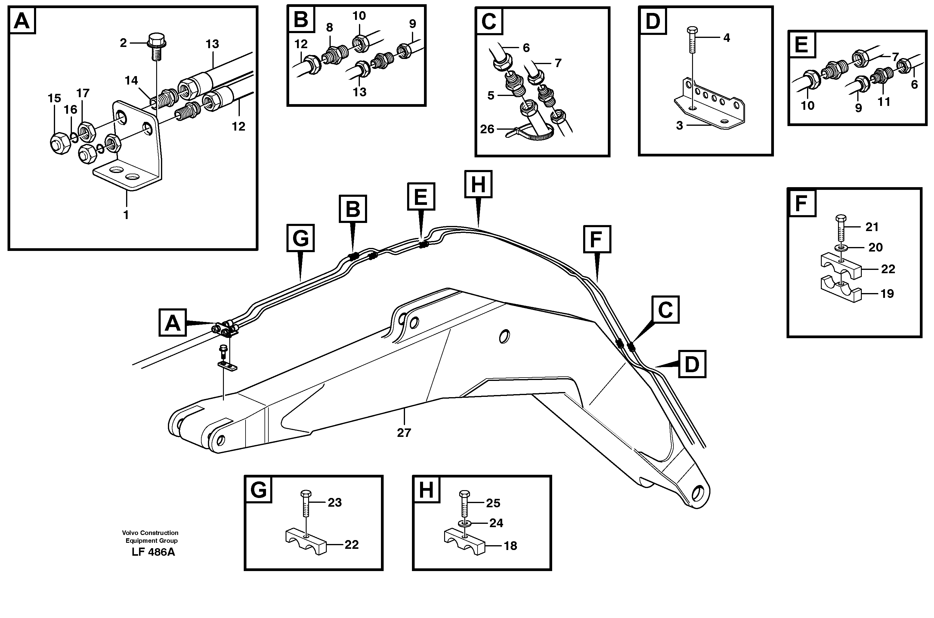 Grab equipm on boom 4.65 m/5,20 m,switch valve — volvo parts diagram