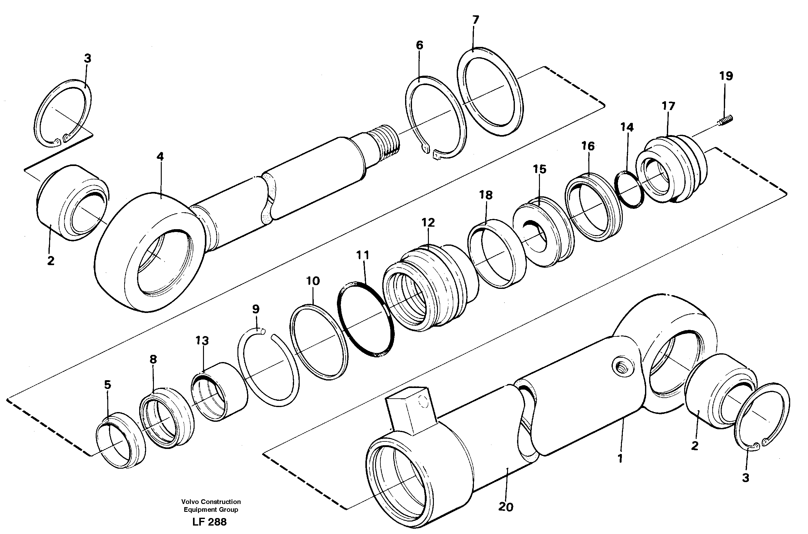 Hydraulic cylinder, slope bucket — volvo parts diagram