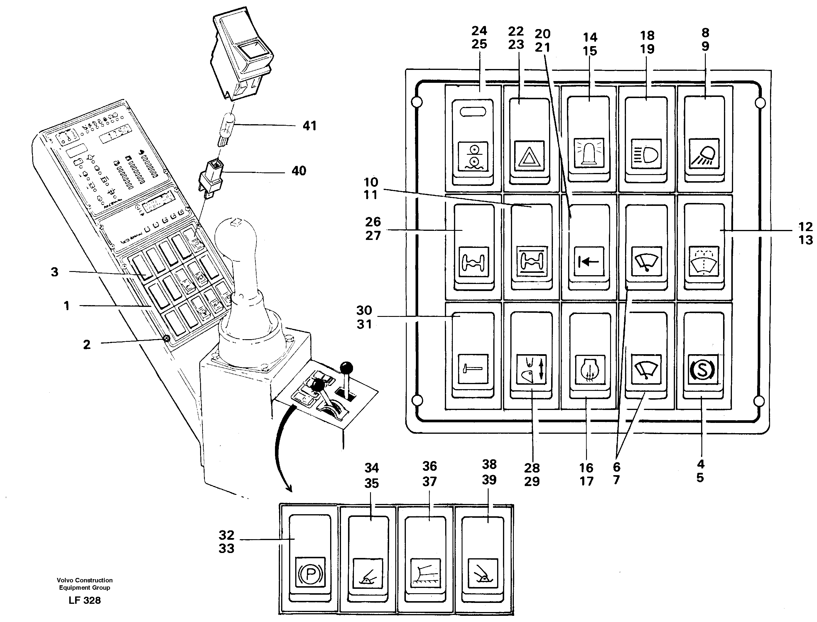 Toggle switch panel — volvo parts diagram