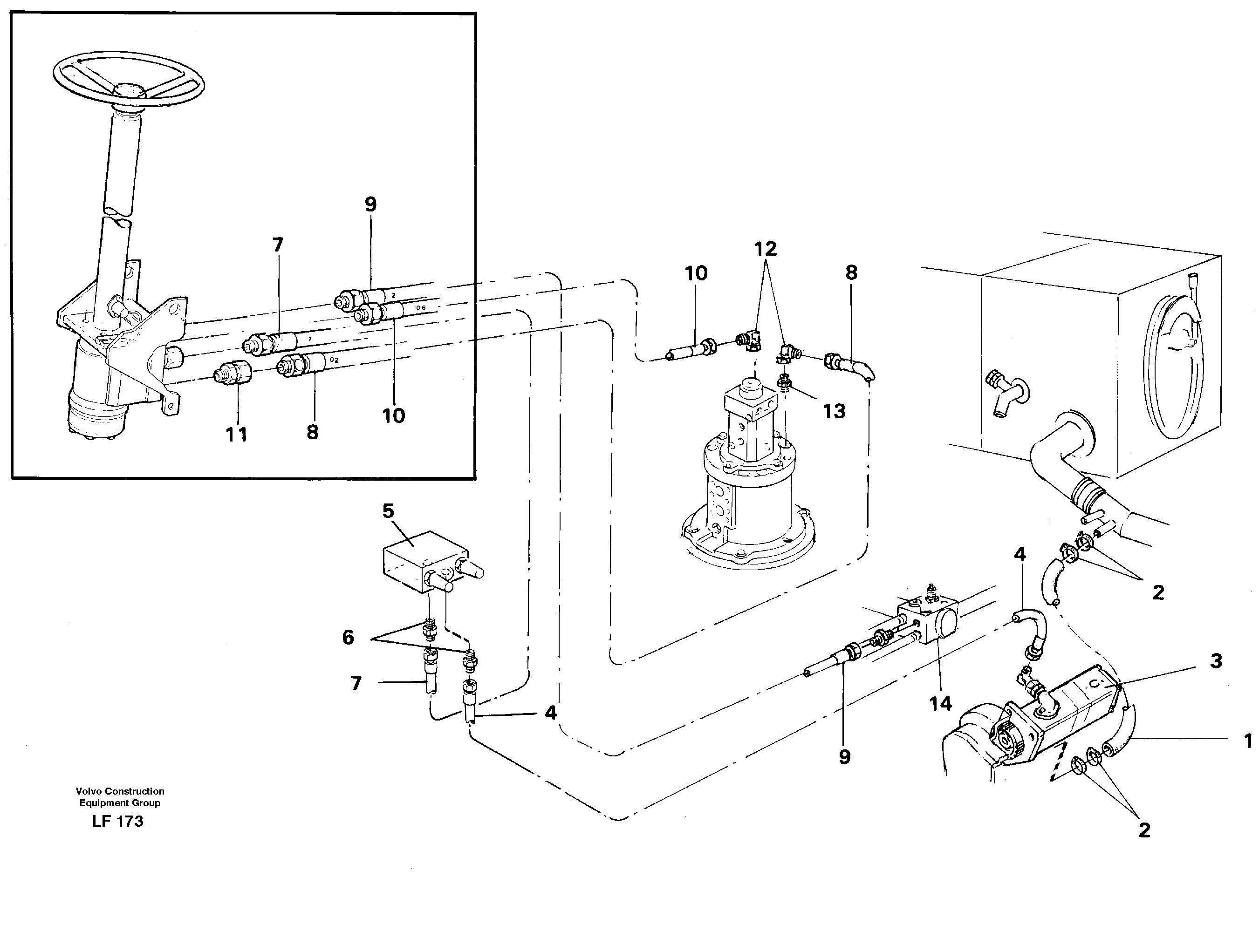 Steering system in superstructure — volvo parts diagram